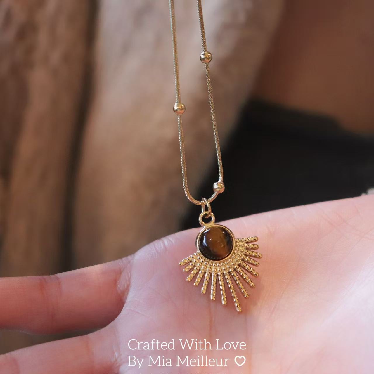 Vintage Sunburst Tiger’s Eye Necklace MN040