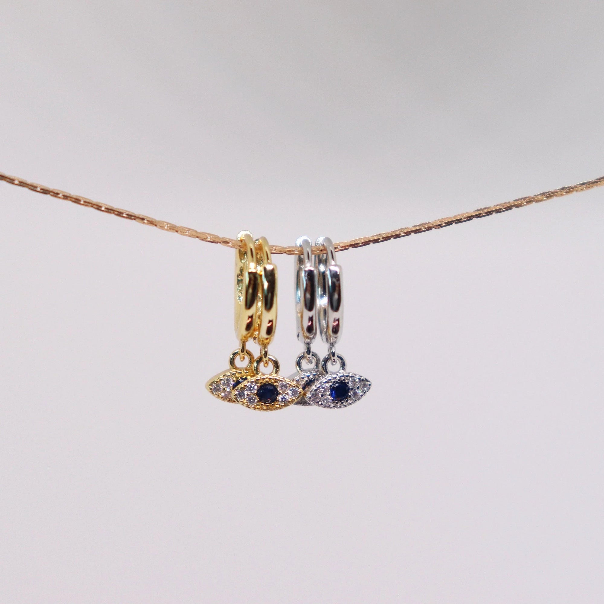 Evil Eye Charm Huggie Earrings