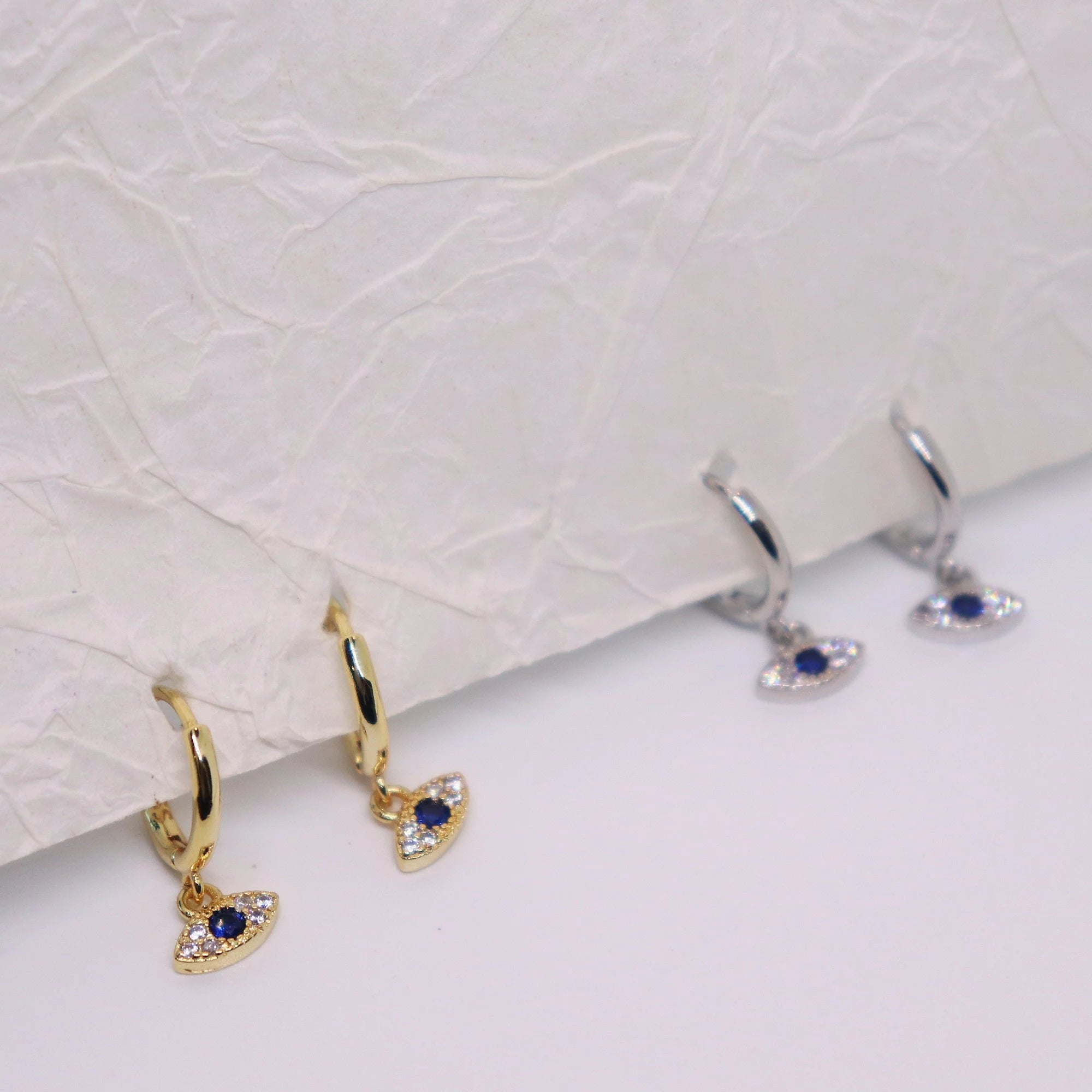 Evil Eye Charm Huggie Earrings
