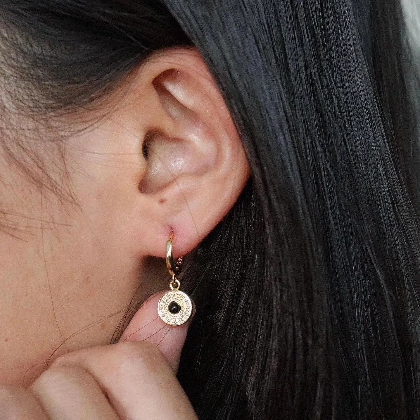 Gold Plated Sterling Silver Turquoise Evil Eye Earrings