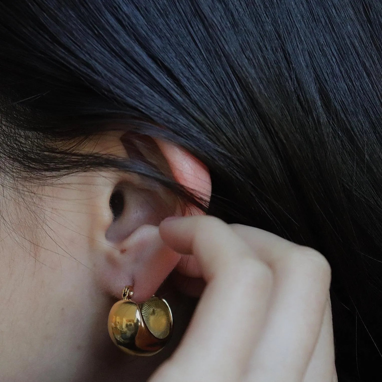 Dome Gold Hoop Earrings