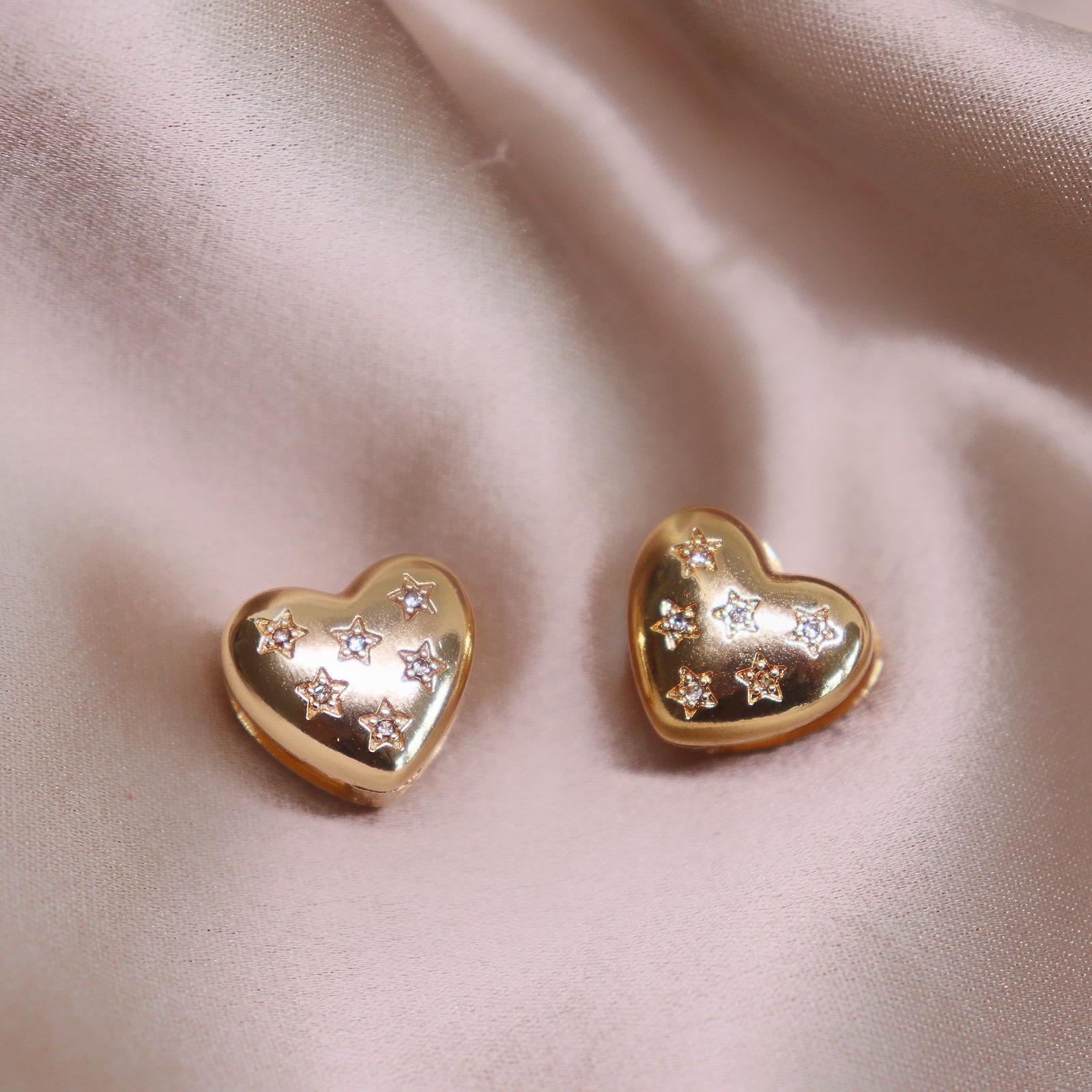 Chunky Star Heart Clip On Earrings