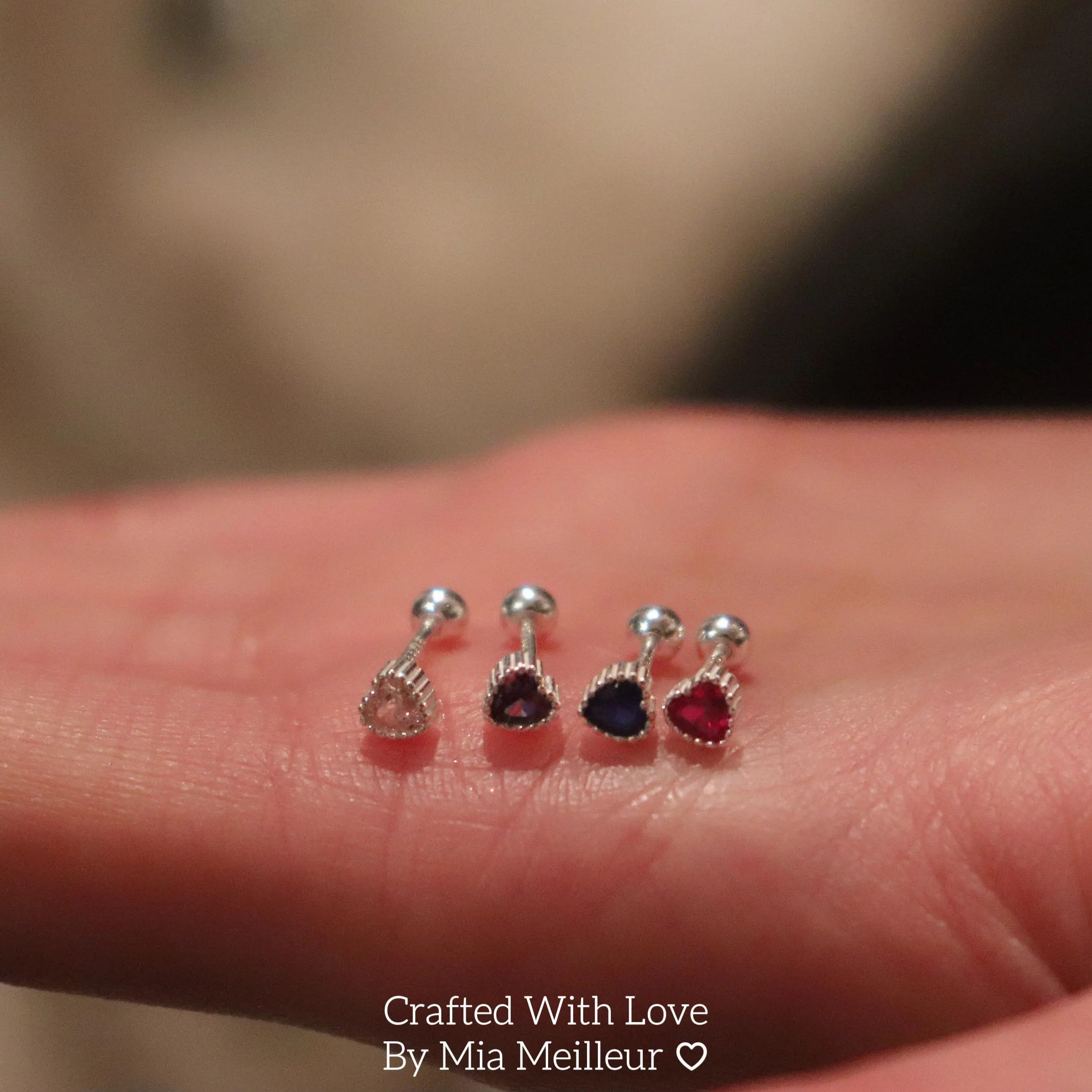 Tiny Love Heart Stud Earrings