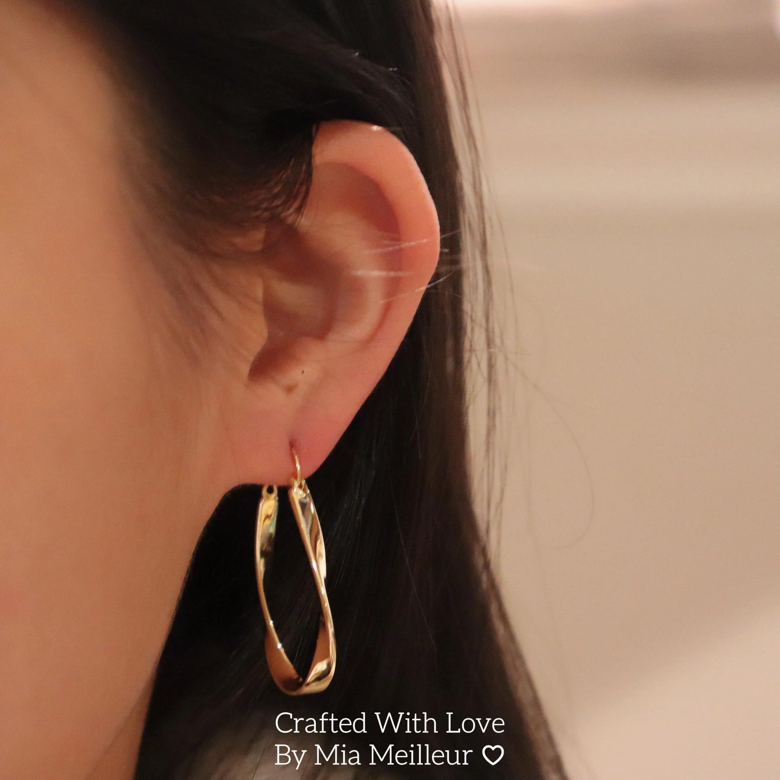 Twist Oval Hoop Earrings, Wavy Hoop Earrings