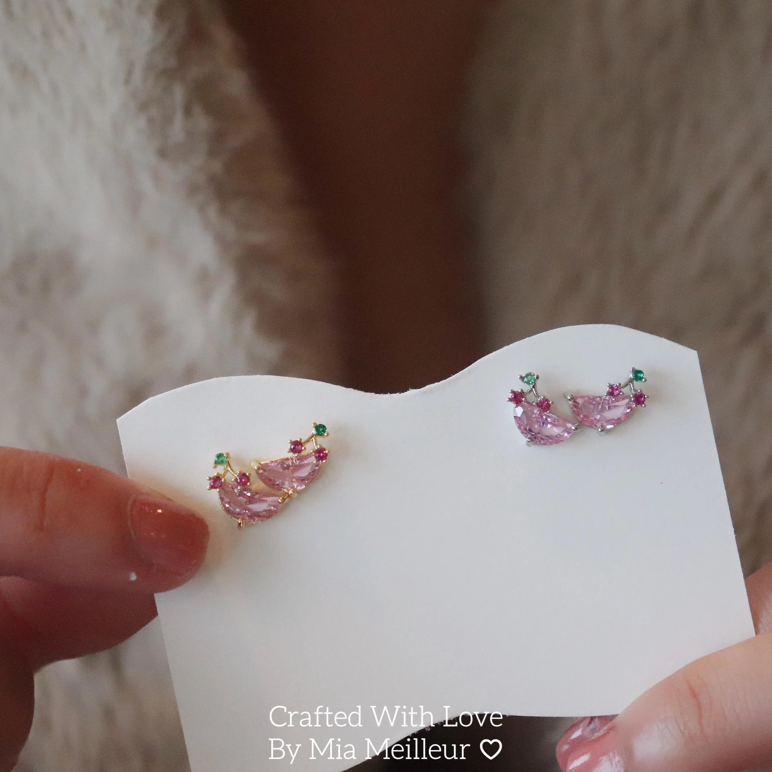 Cute Cocktail & Cherry Stud Earrings