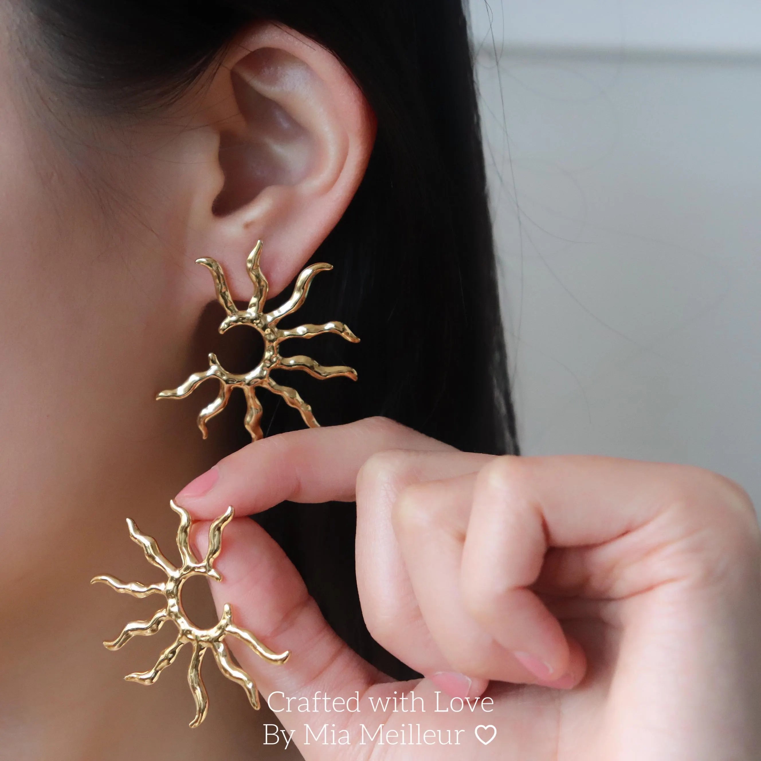 Gold Sunburst Stud Earrings