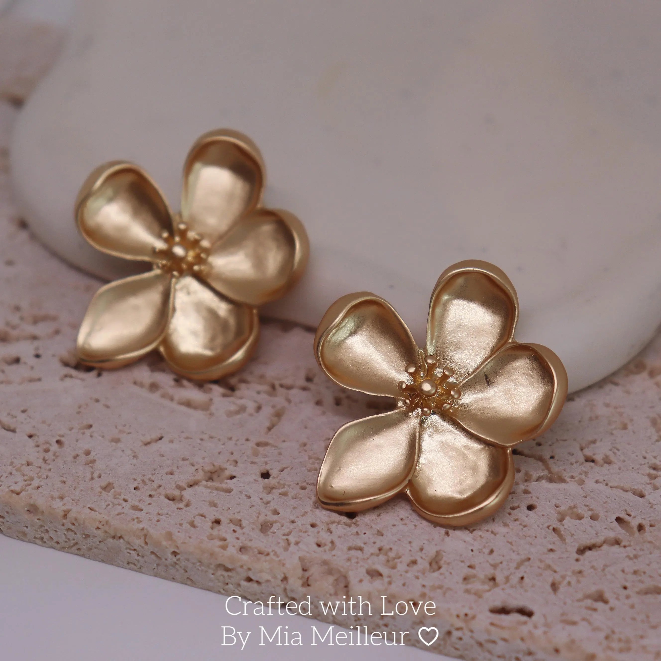 Gold Flower Stud Earrings