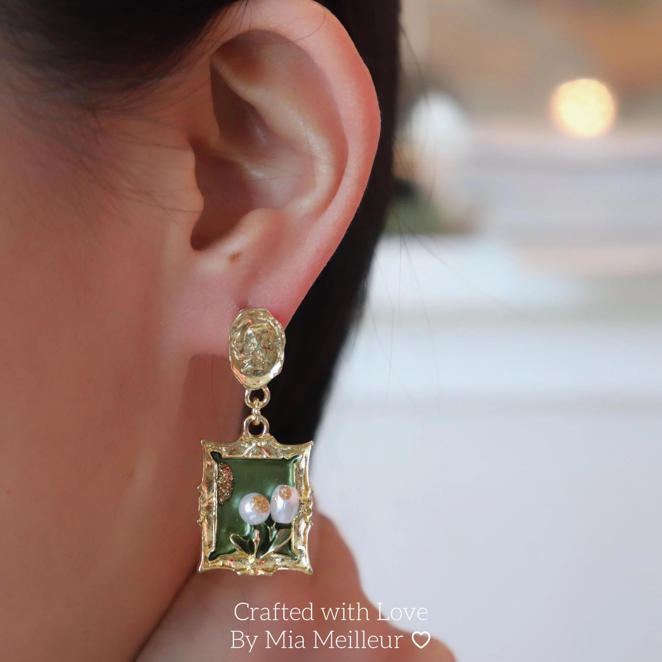 Lily of the Valley Earrings, Baroque Floral Drop Earrings