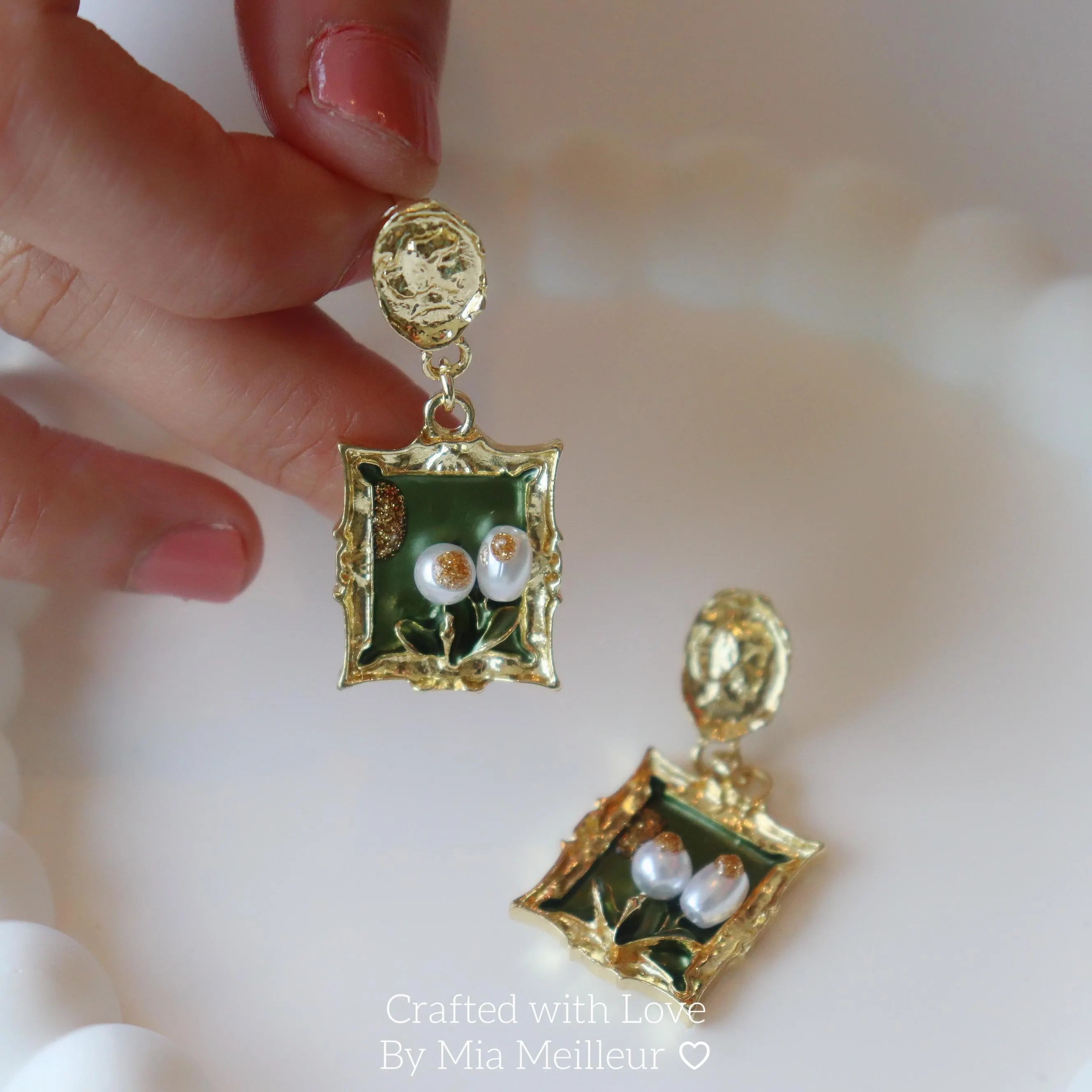 Lily of the Valley Earrings, Baroque Floral Drop Earrings