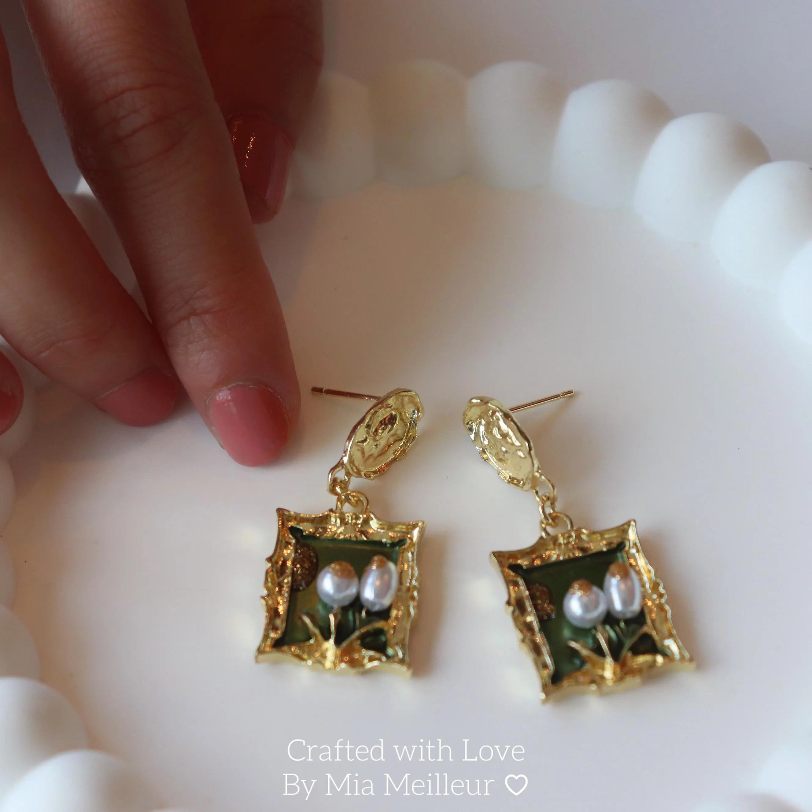 Lily of the Valley Earrings, Baroque Floral Drop Earrings