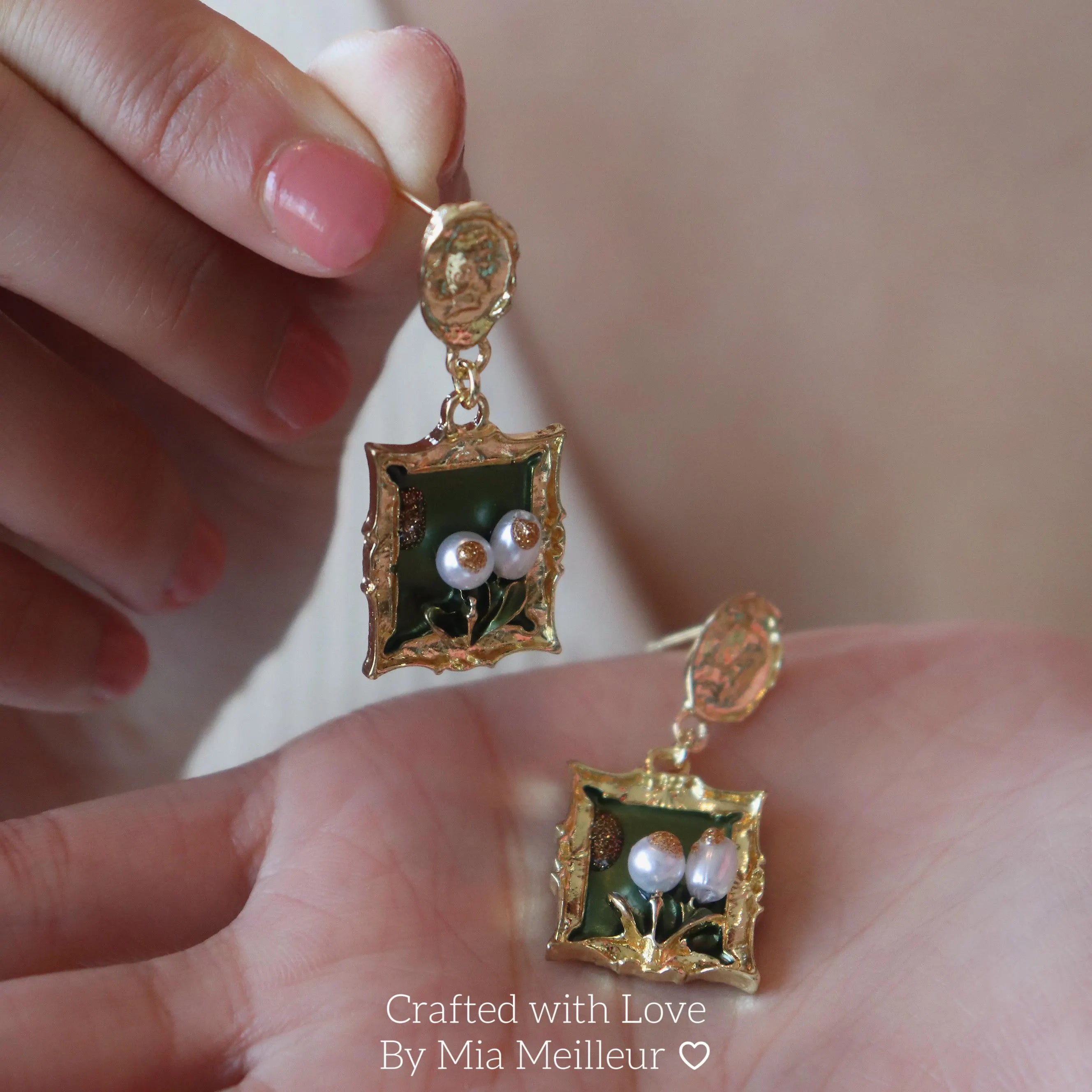 Lily of the Valley Earrings, Baroque Floral Drop Earrings