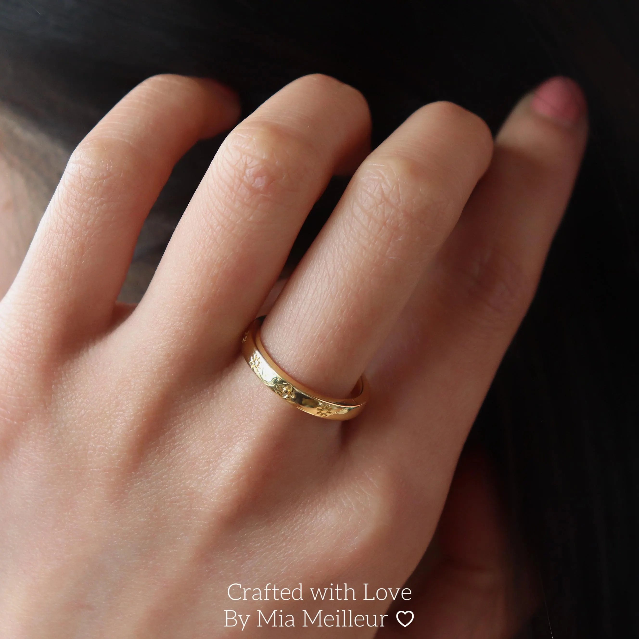 Dainty Starburst Band in Gold/Silver, Celestial Open Band Ring