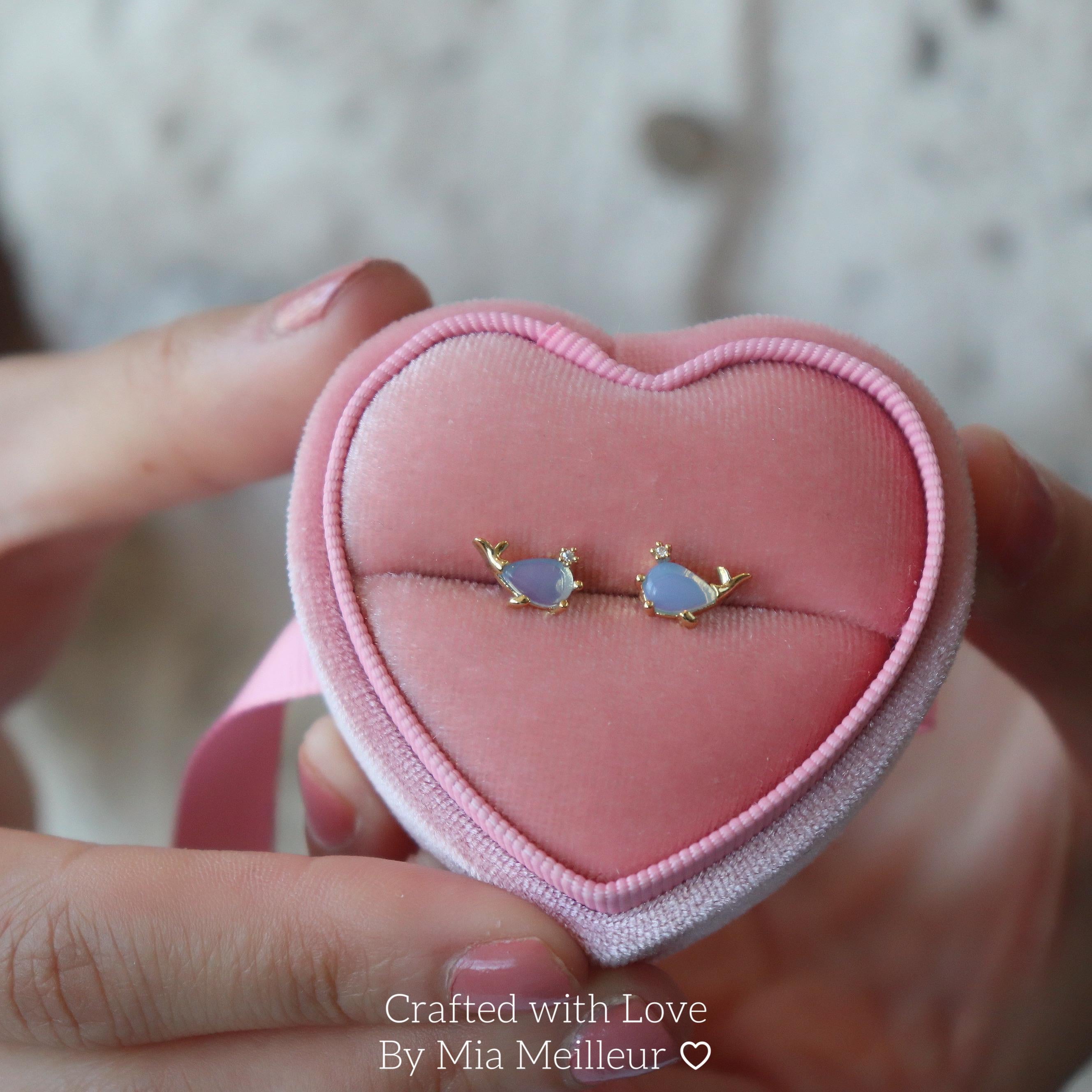 Whale Moonstone Stud Earrings