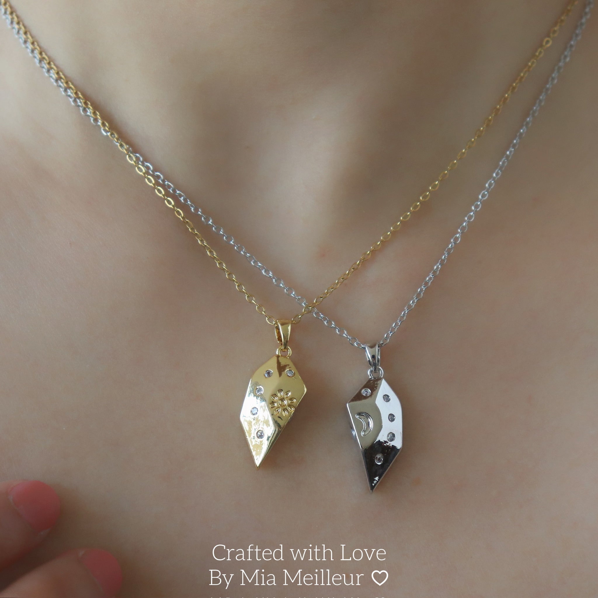 Sun and Moon Magnet Heart Necklace