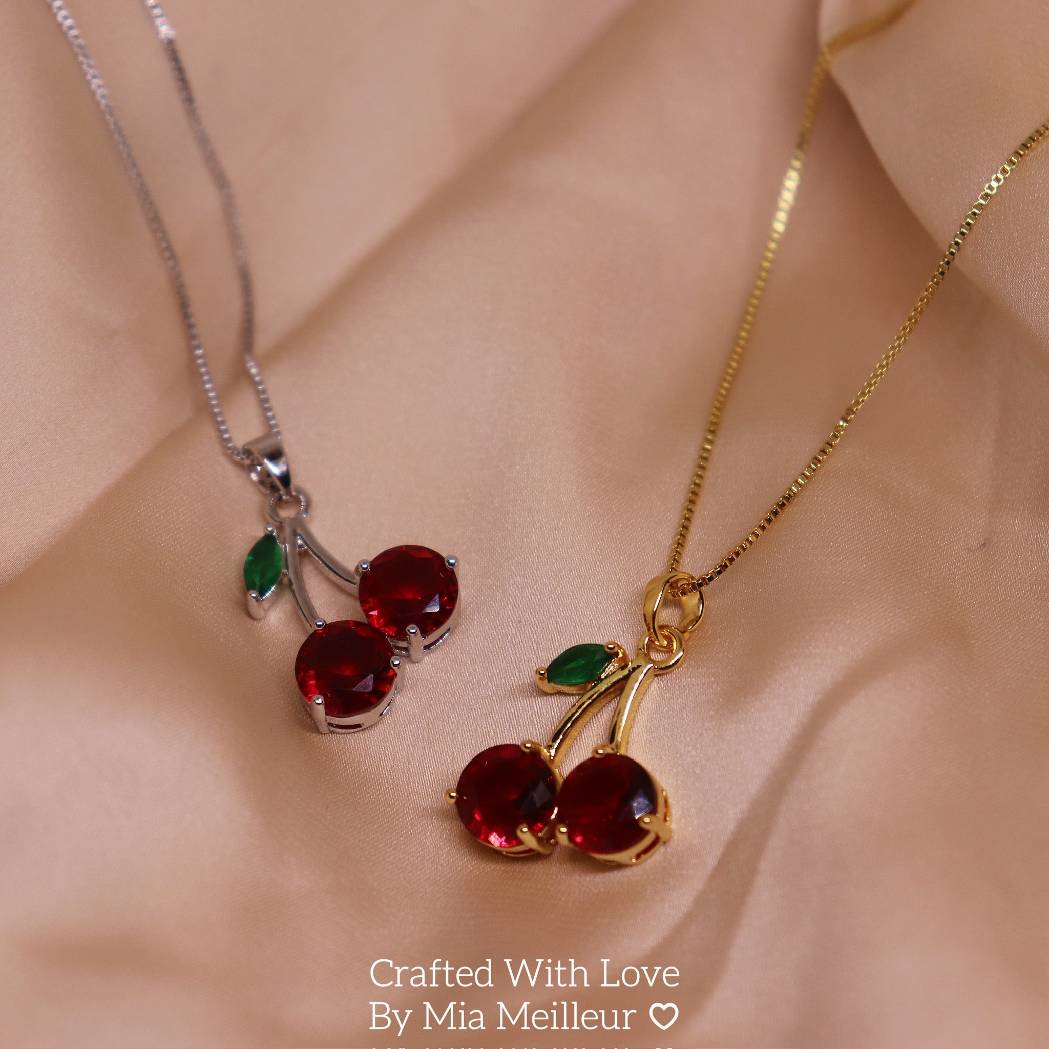 Cute Cherry Necklace, Cherry Pendant Necklace in Gold and Silver
