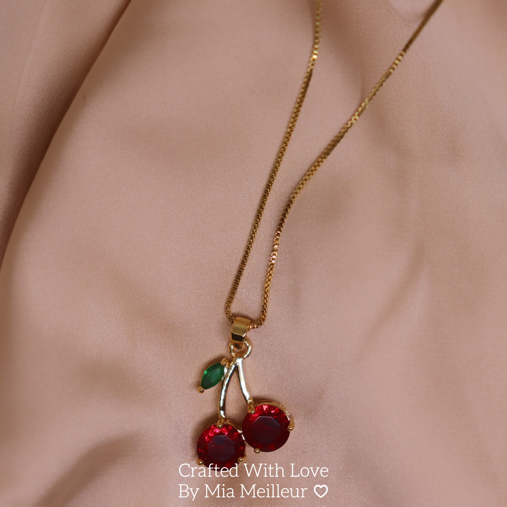 Cute Cherry Necklace, Cherry Pendant Necklace in Gold and Silver
