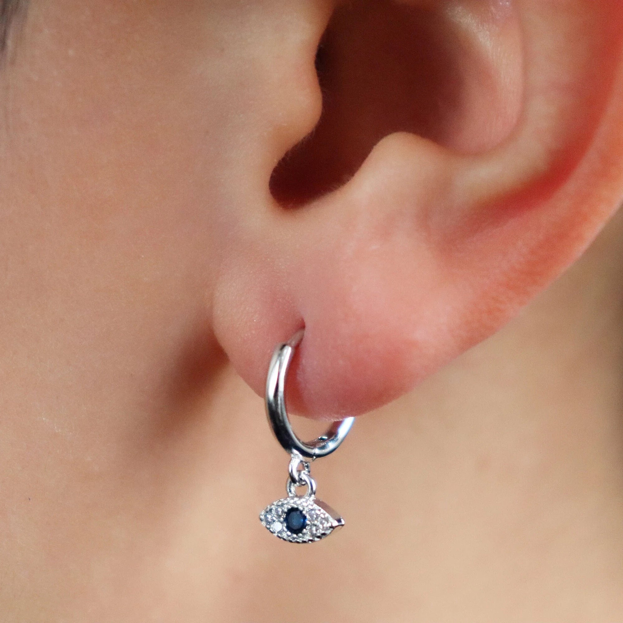 Evil Eye Charm Huggie Earrings