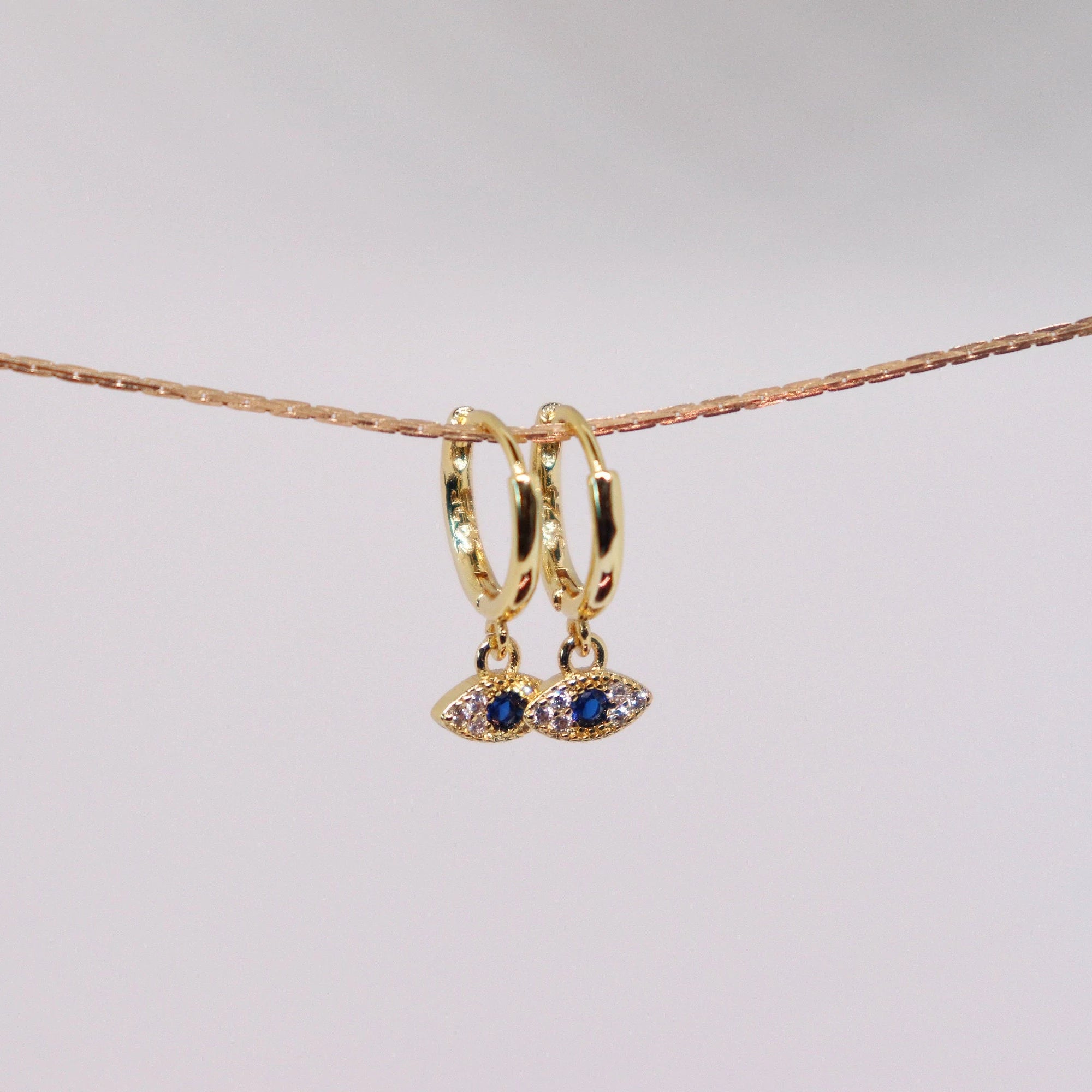 Evil Eye Charm Huggie Earrings