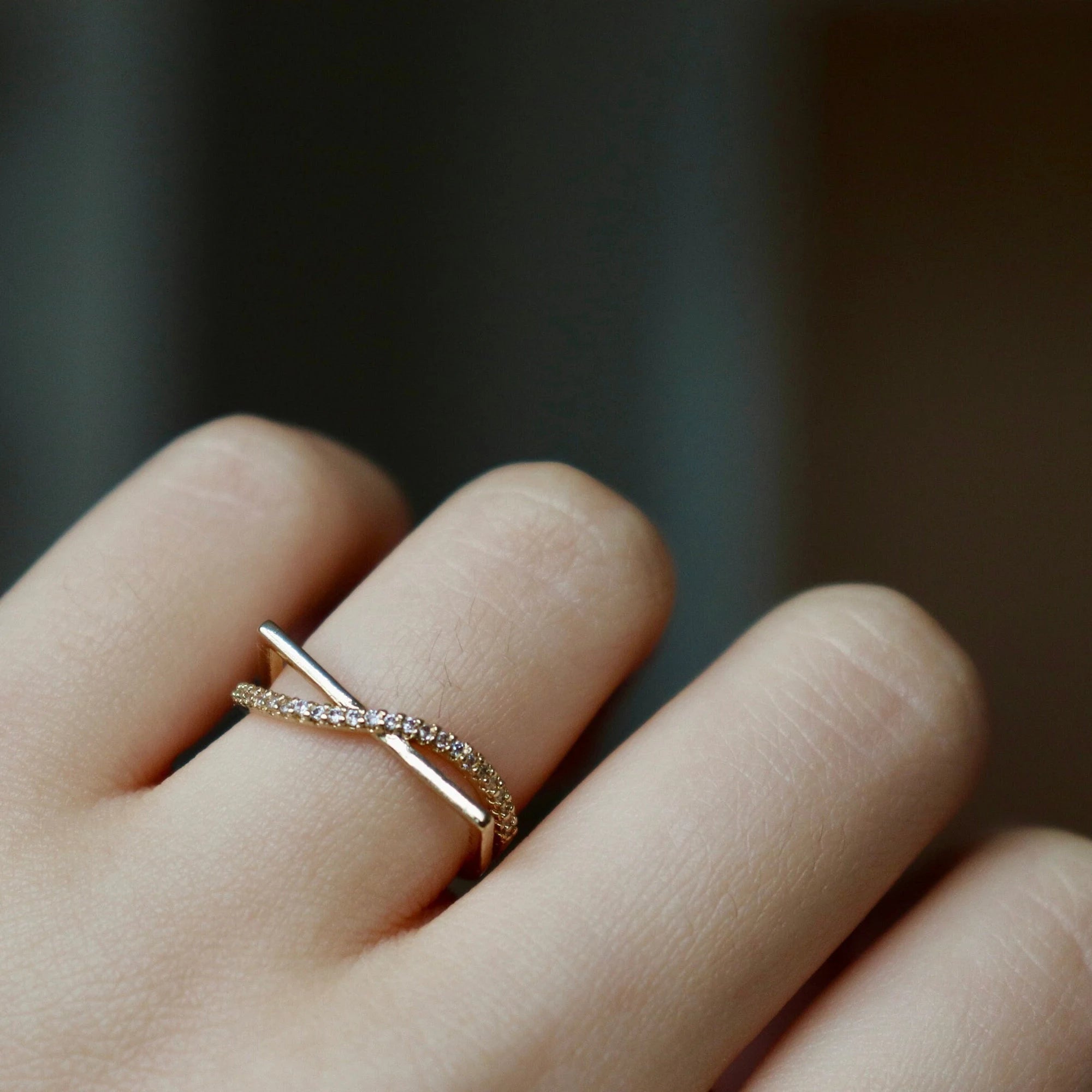 Delicate Flat Top Square Thin Diamond Ring