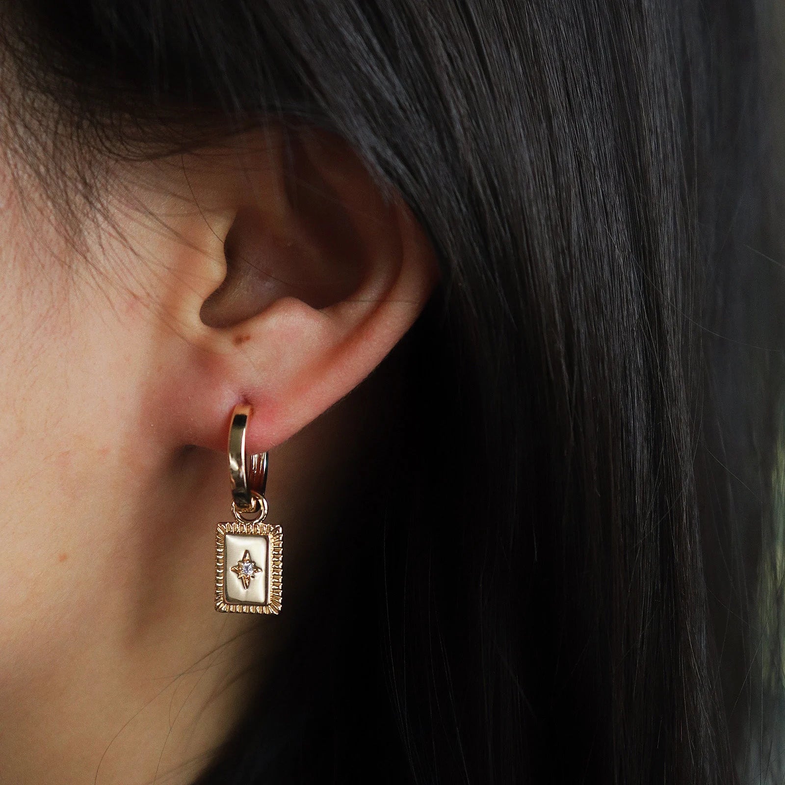 Star Charm Hoop Earrings