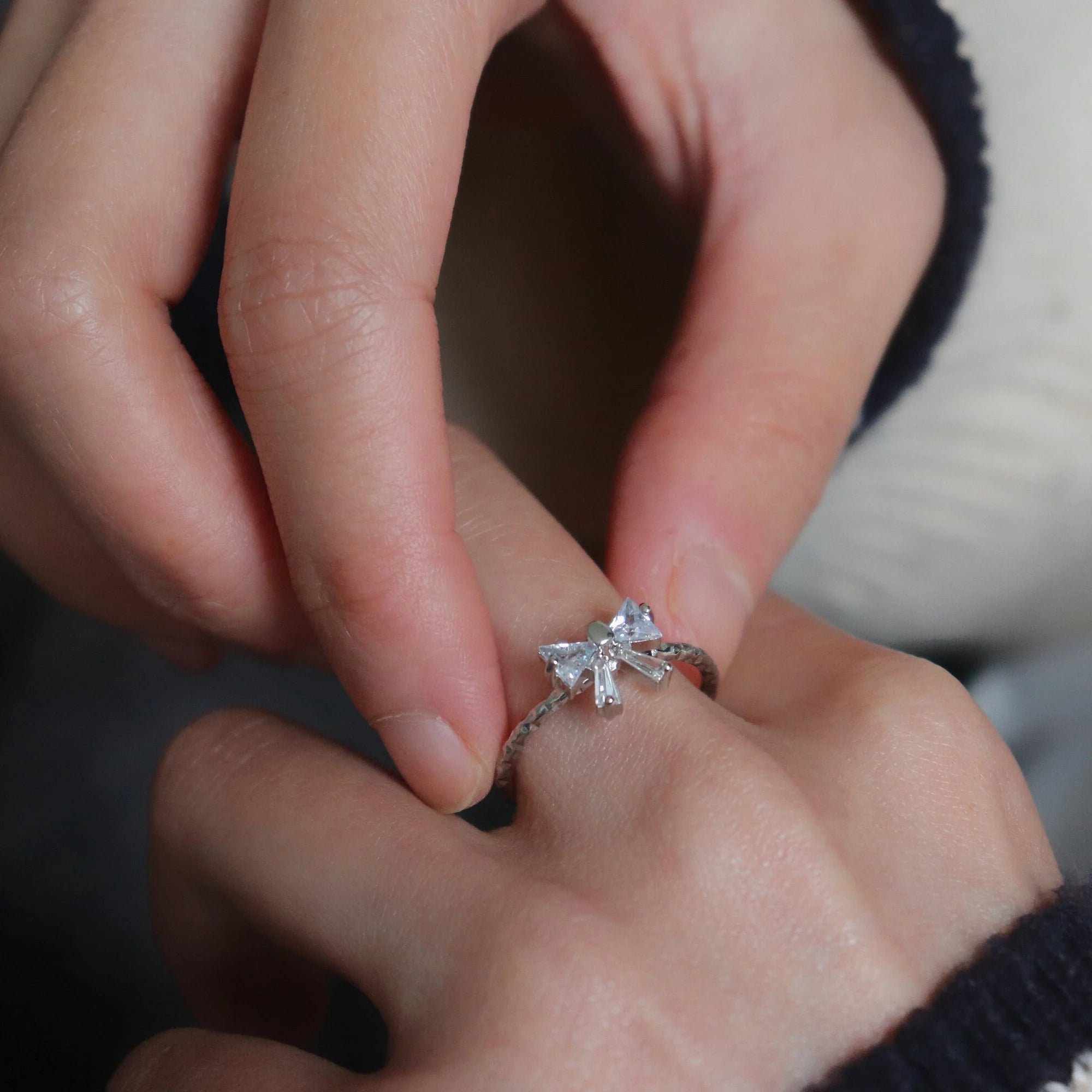 Silver Ribbon Bow Ring
