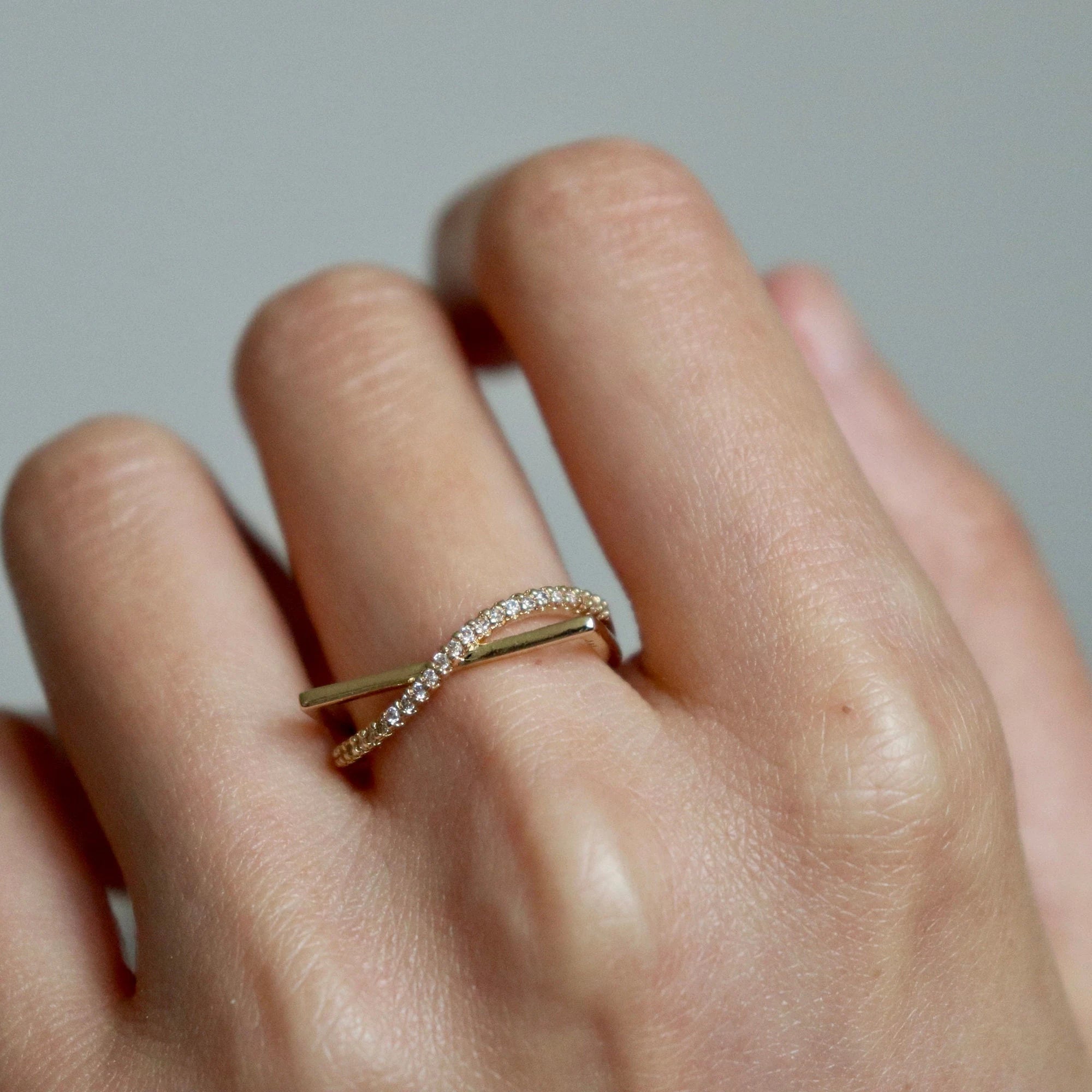 Delicate Flat Top Square Thin Diamond Ring