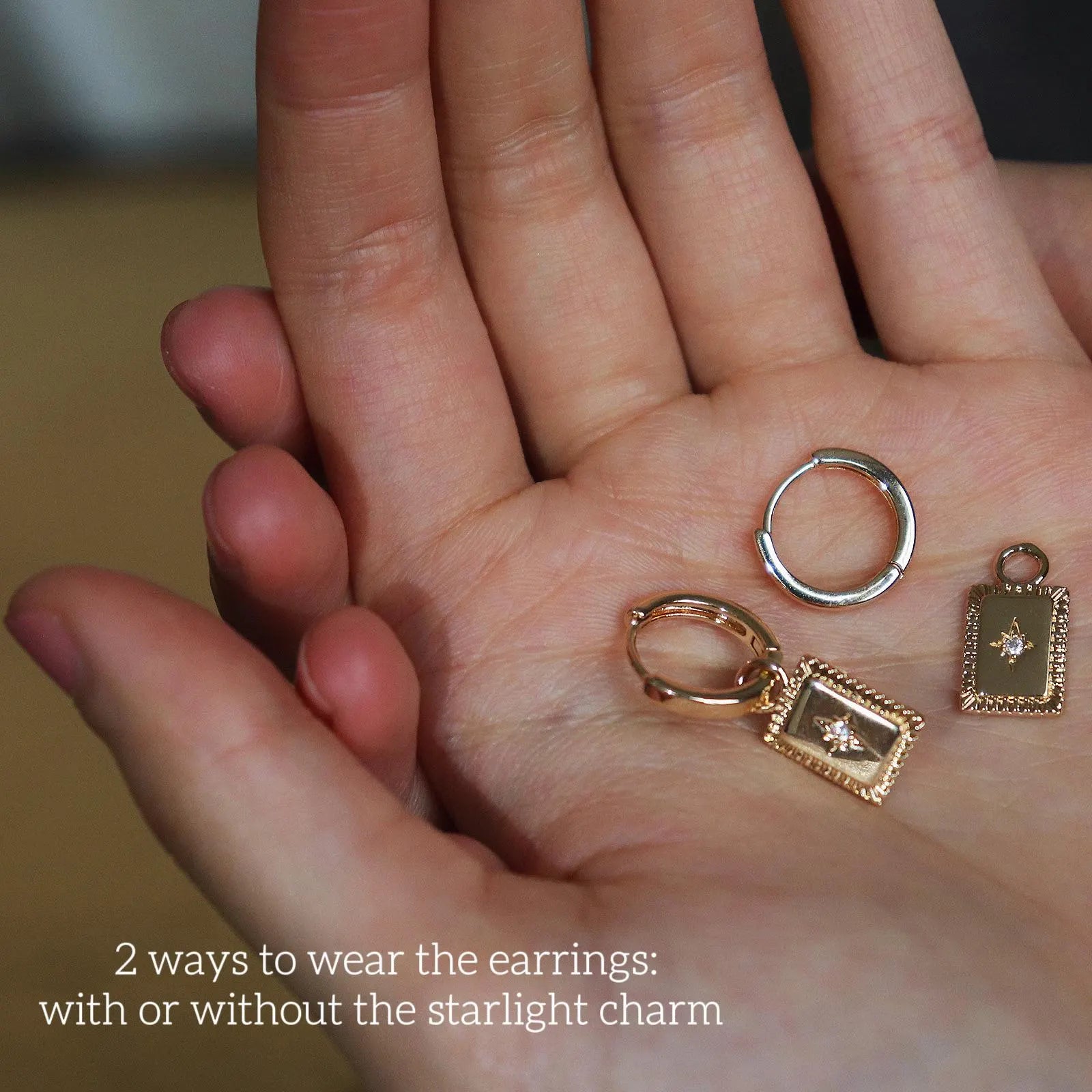 Star Charm Hoop Earrings