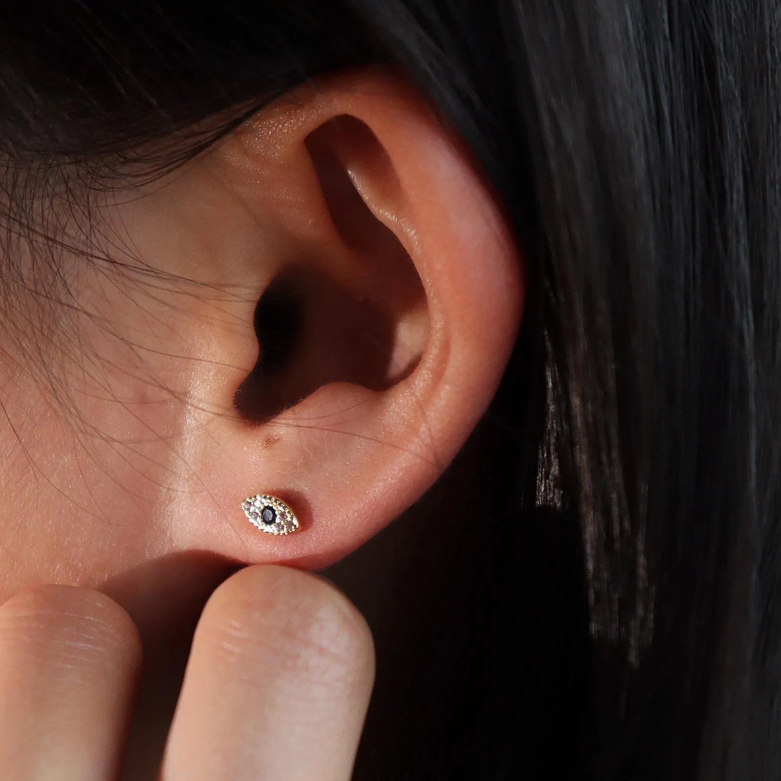 Evil Eye Charm Huggie Earrings