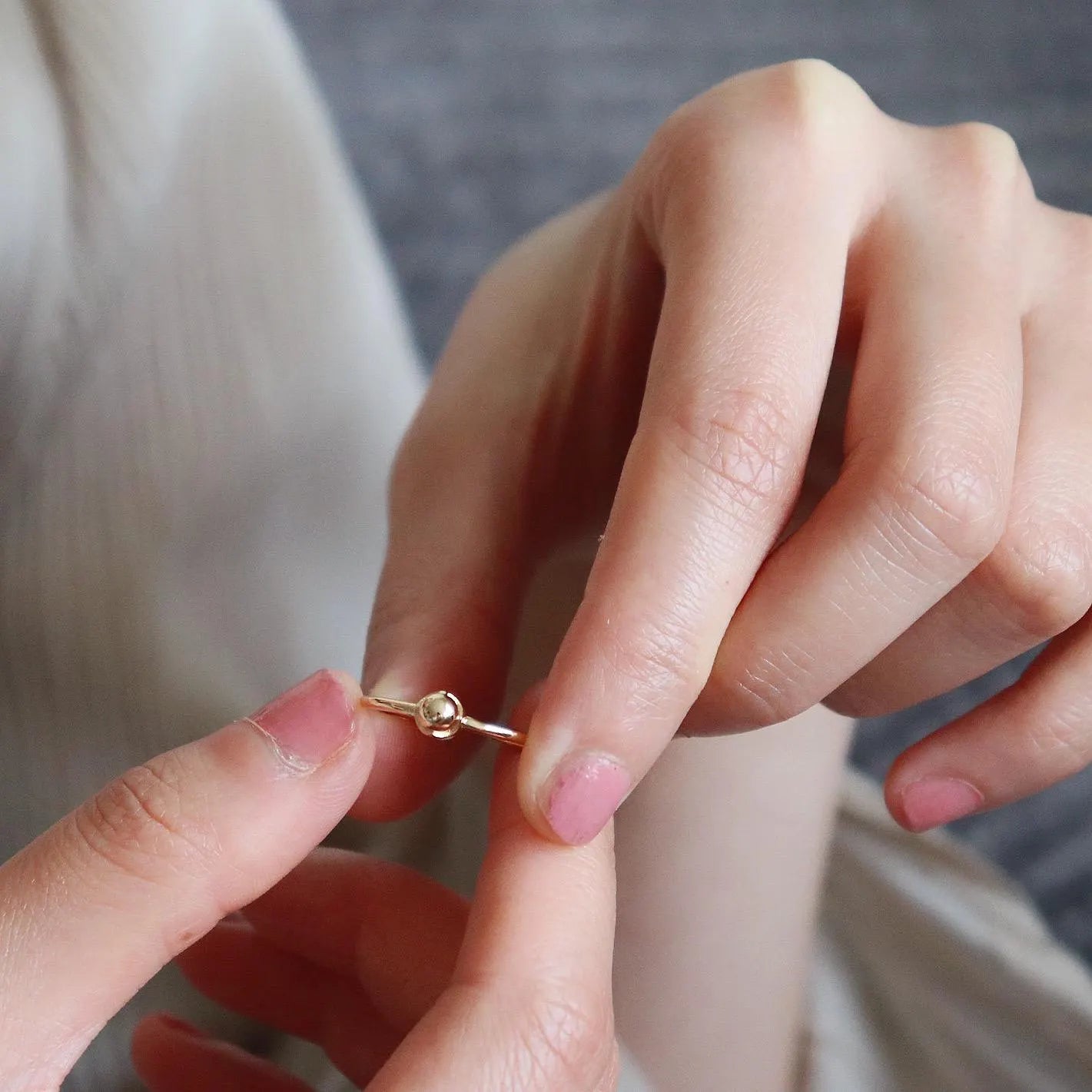 Minimalist Gold Ball Ring