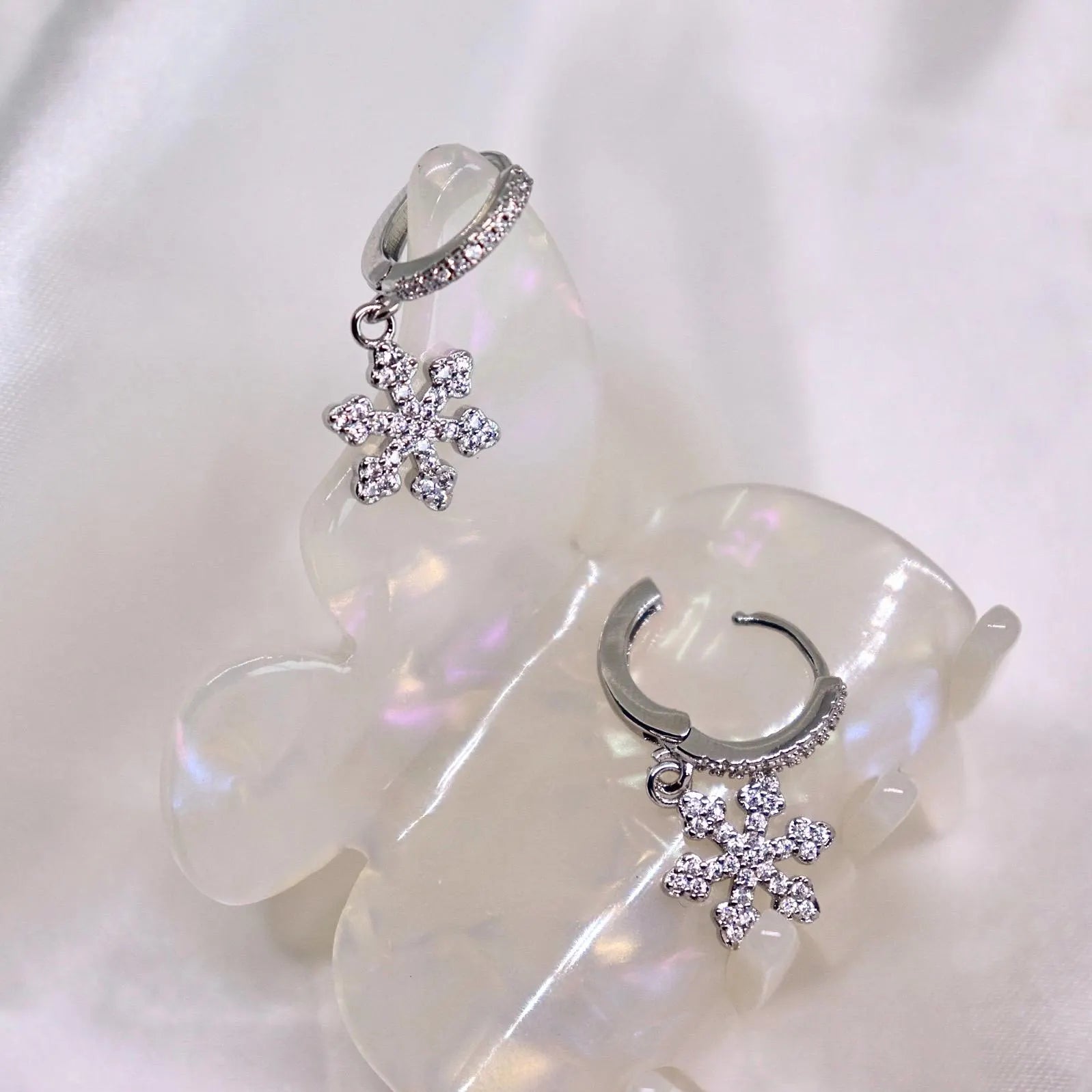 Snowflake Pave Huggie Earrings