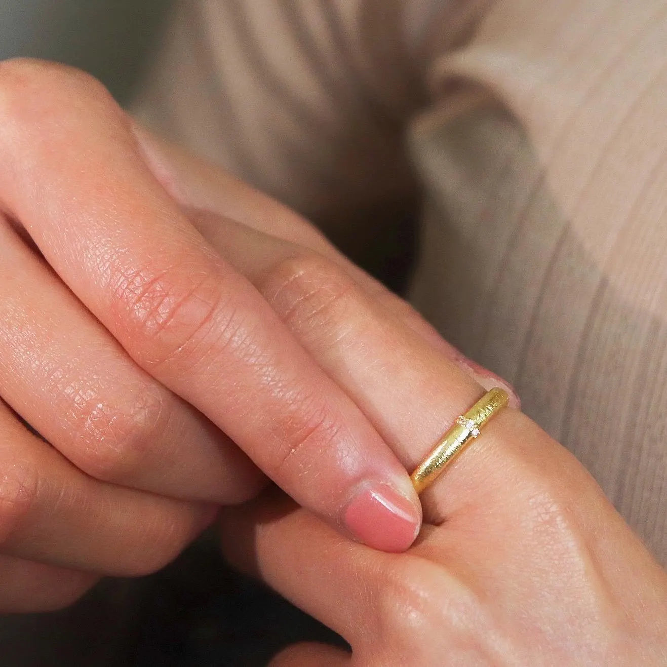 Minimalist Brushed Silver Ring