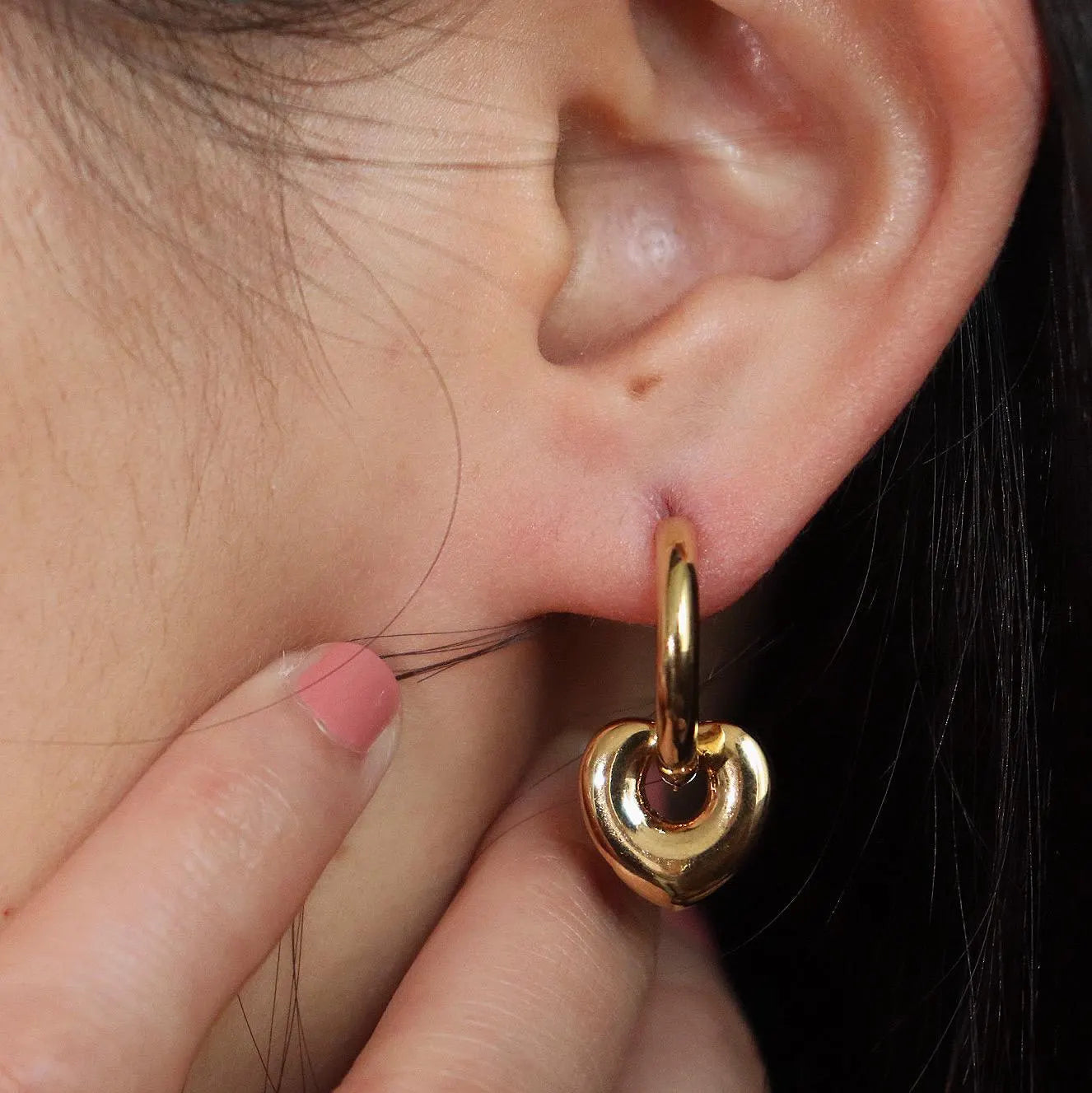 Dangle Heart Earrings in Gold and Silver
