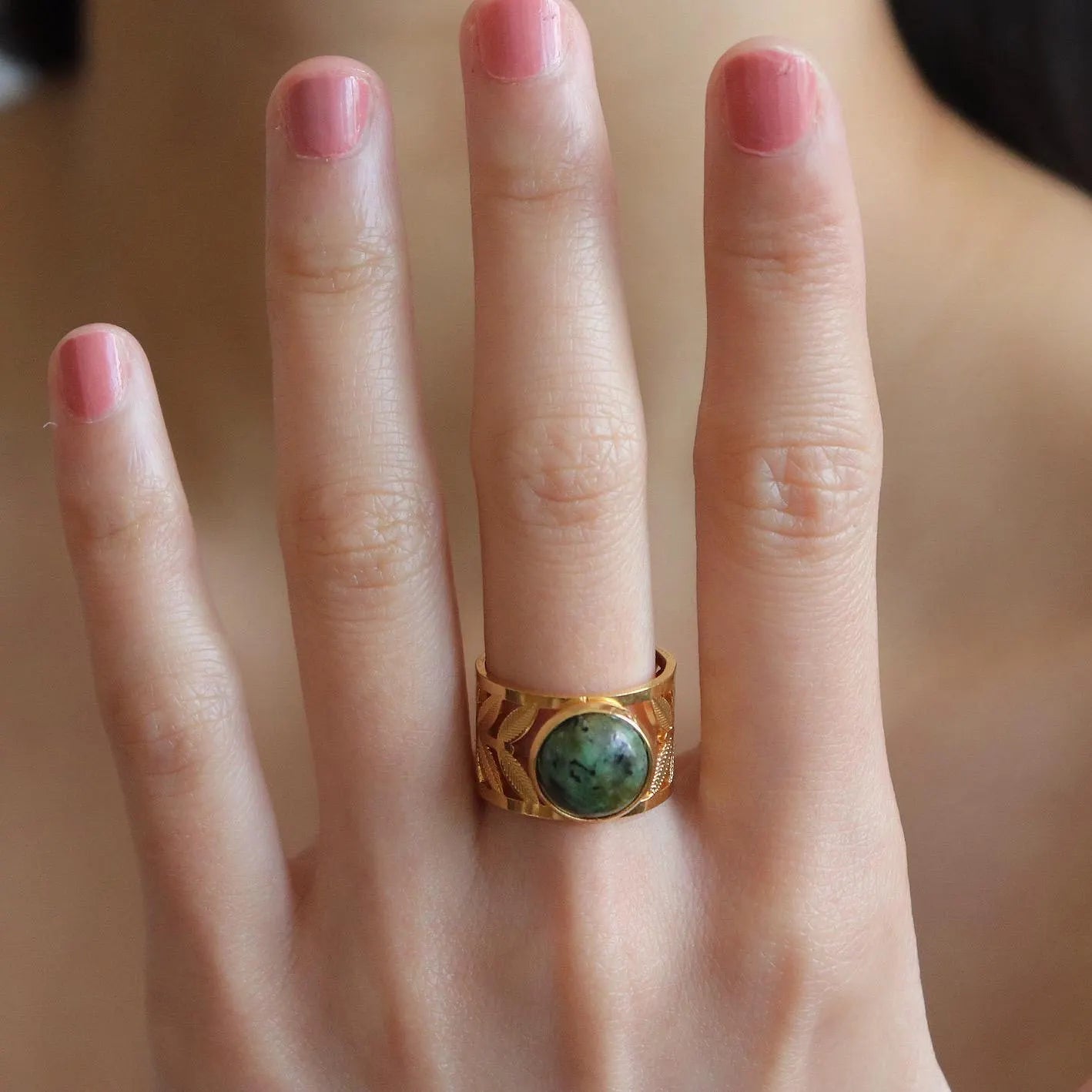 Vintage Turquoise Leaf Ring