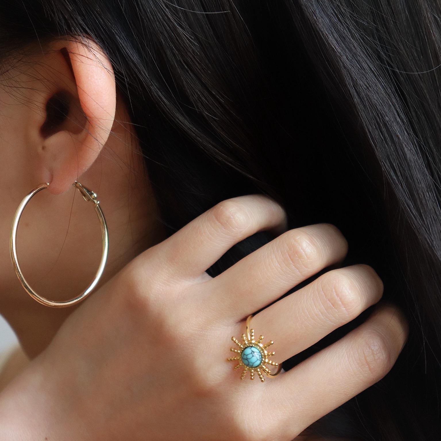 Sun Shaped Blue Gemstone Ring