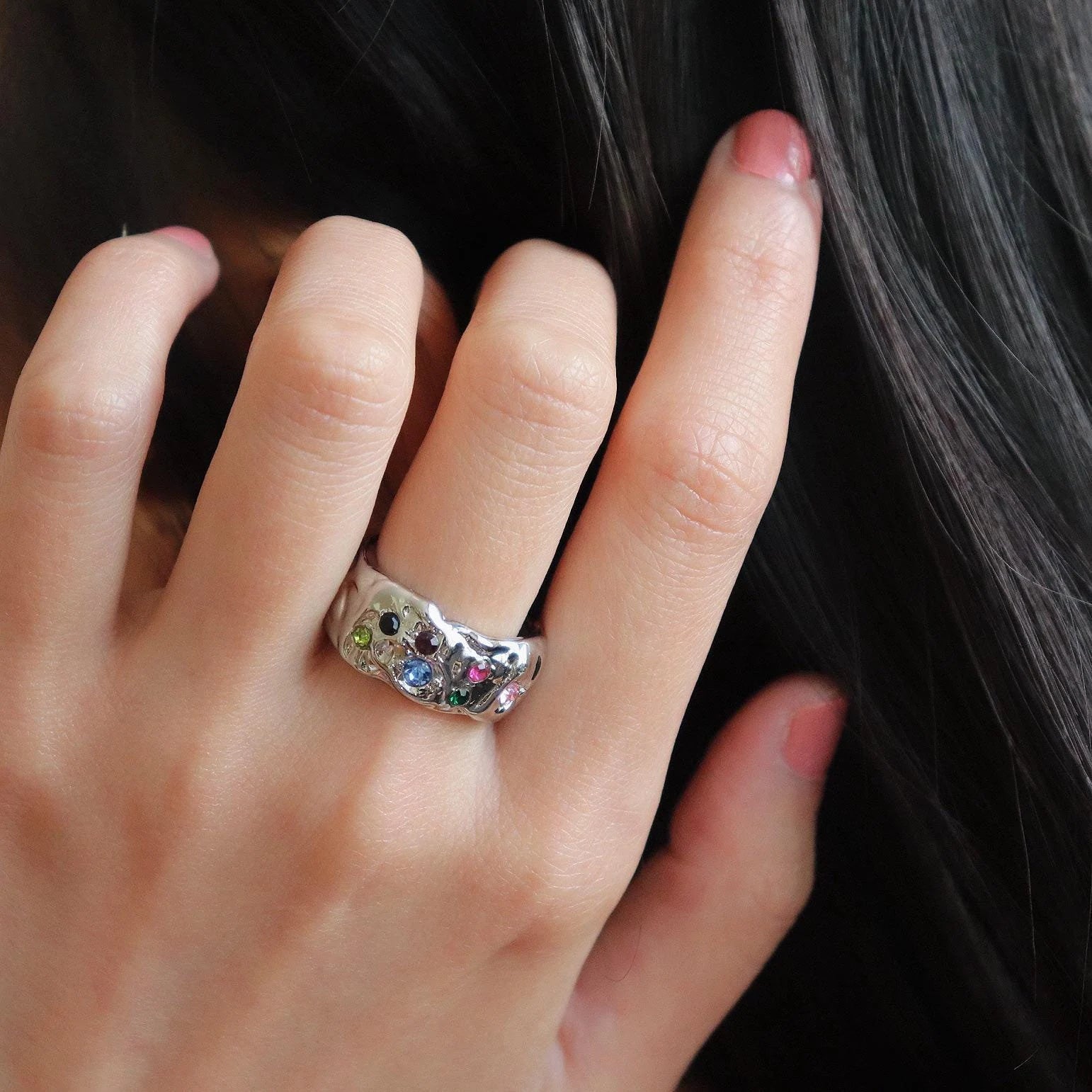 Vintage Multicolored Gemstone Ring