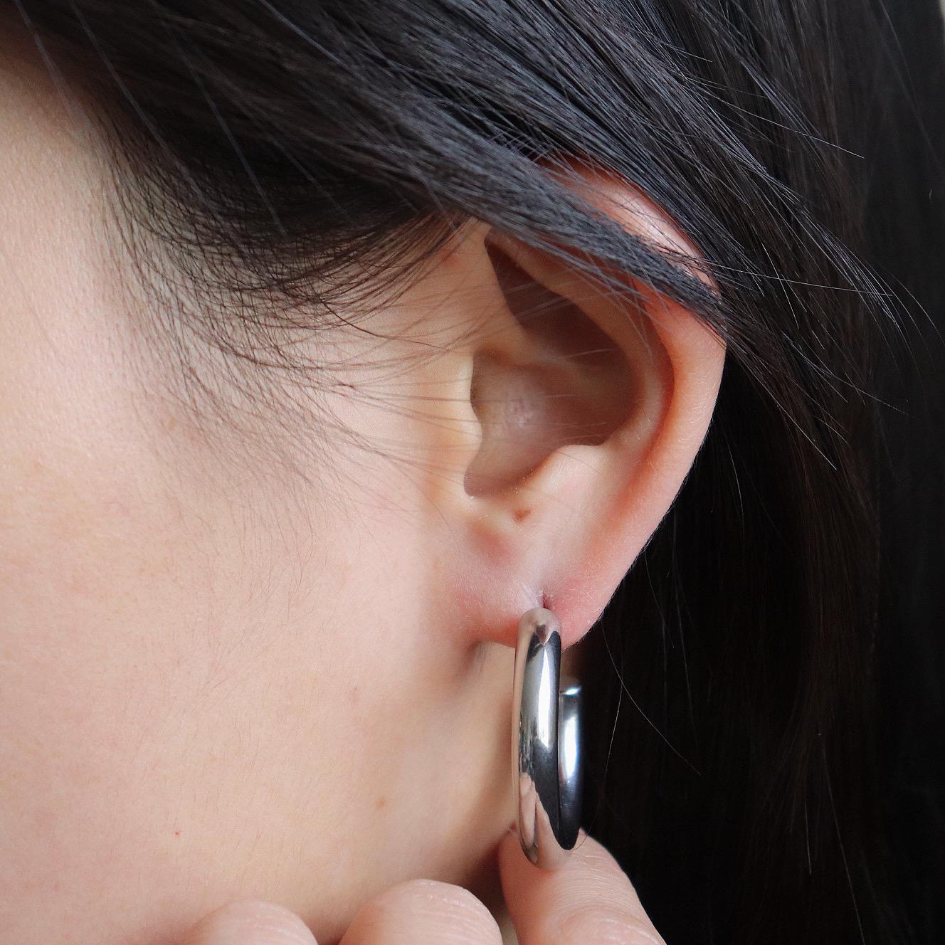 Silver Medium Hoop Earrings