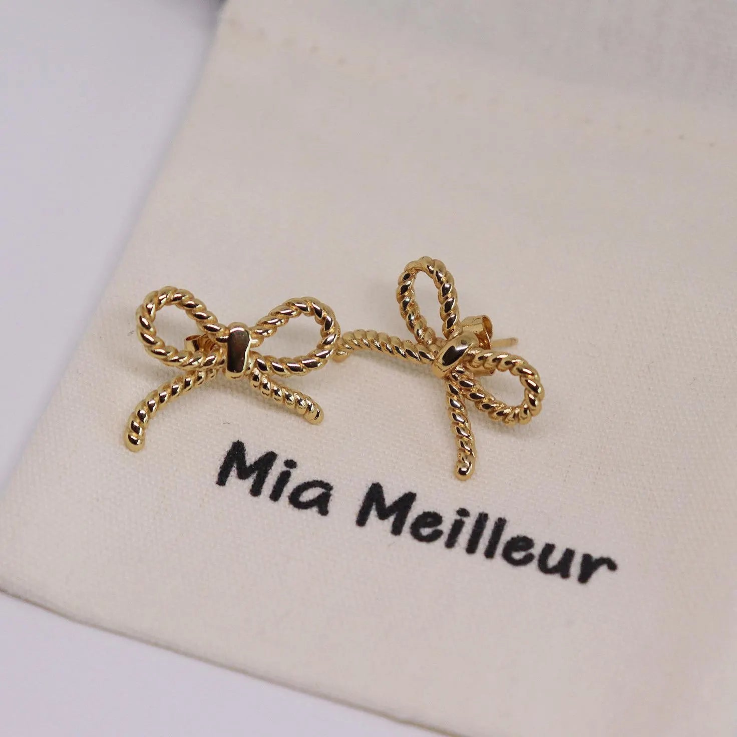 Twisted Ribbon Bow Stud Earrings