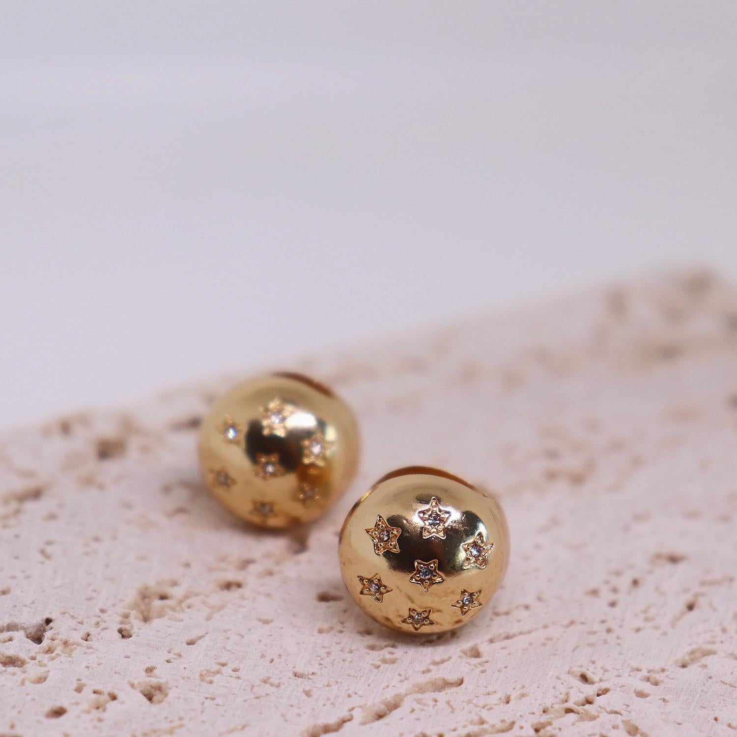 Gold Dome Ball Clip On Earrings