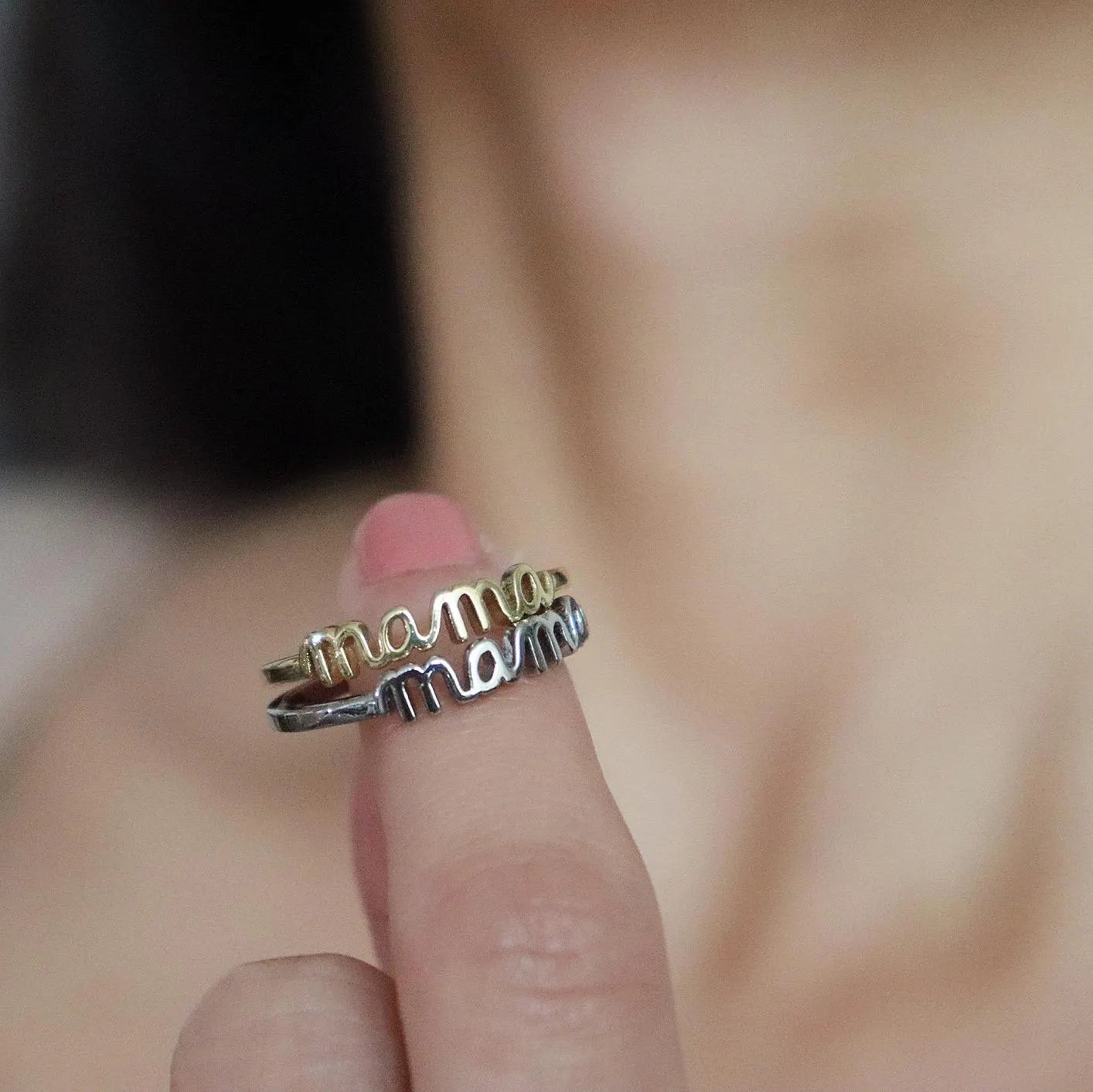 Dainty Mama Ring in Glod & Silver by Mia Meilleur