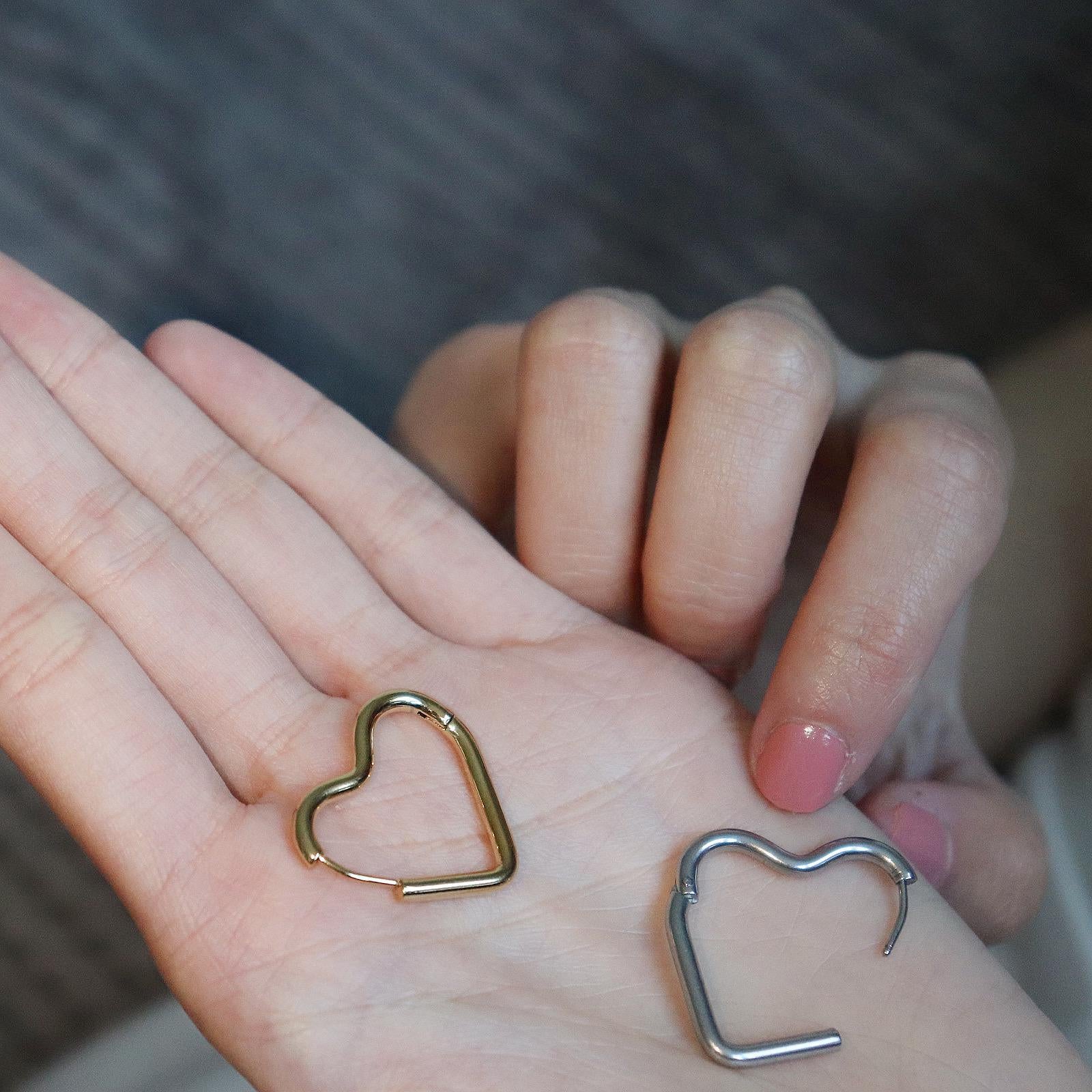 Minimalist Heart Shaped Hoop Earrings