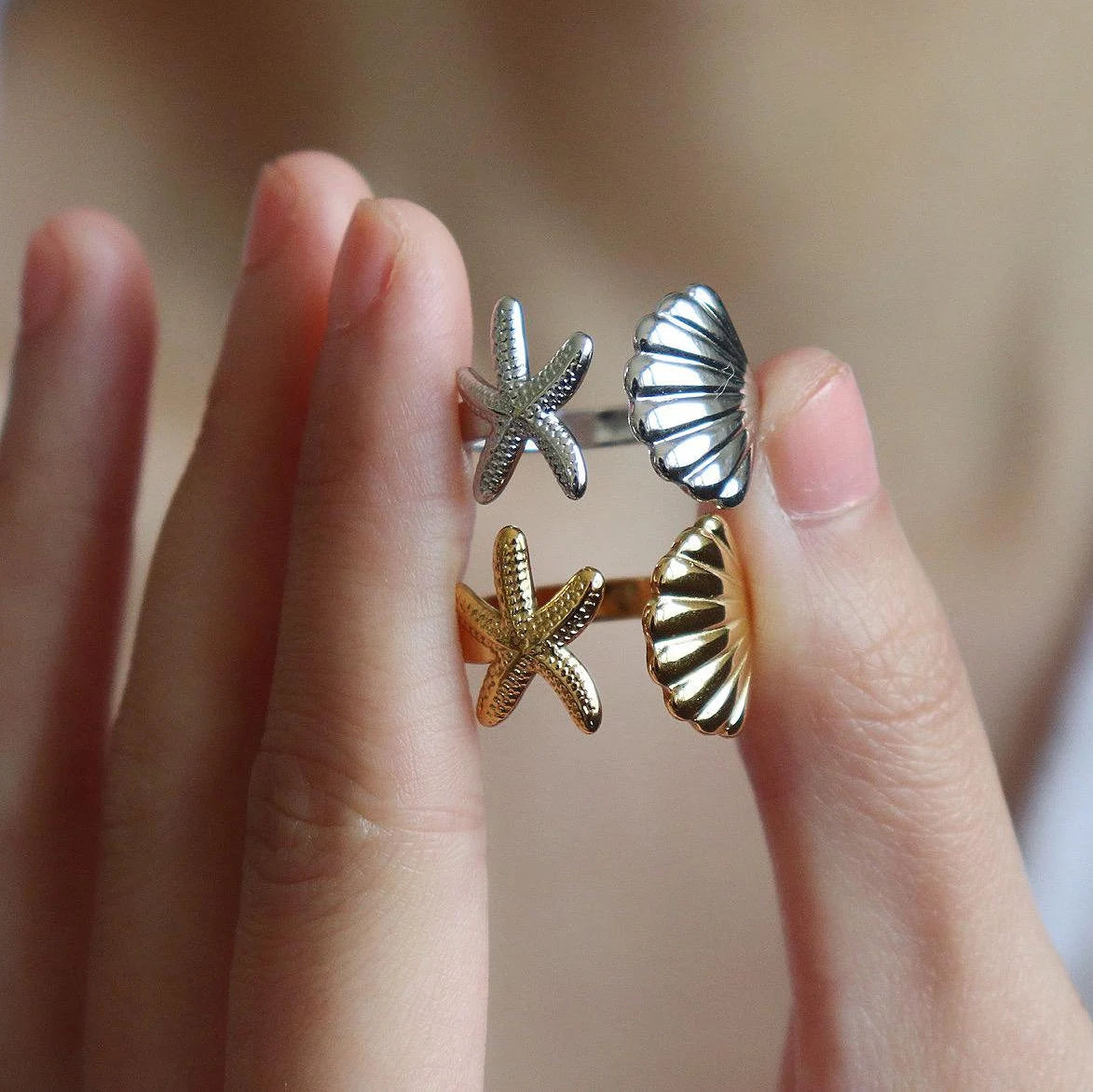 Starfish Seashell Ring