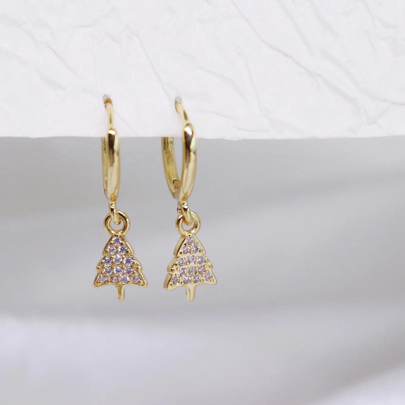 Dainty Christmas Tree Hoop Earrings