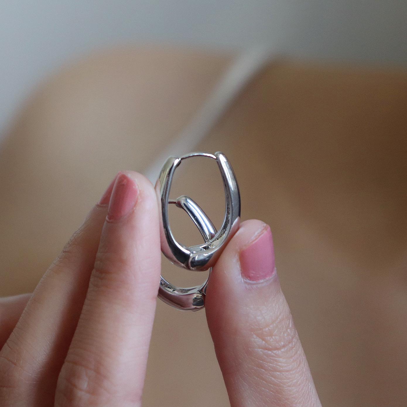 Minimalist Oval Huggie Hoop Earring