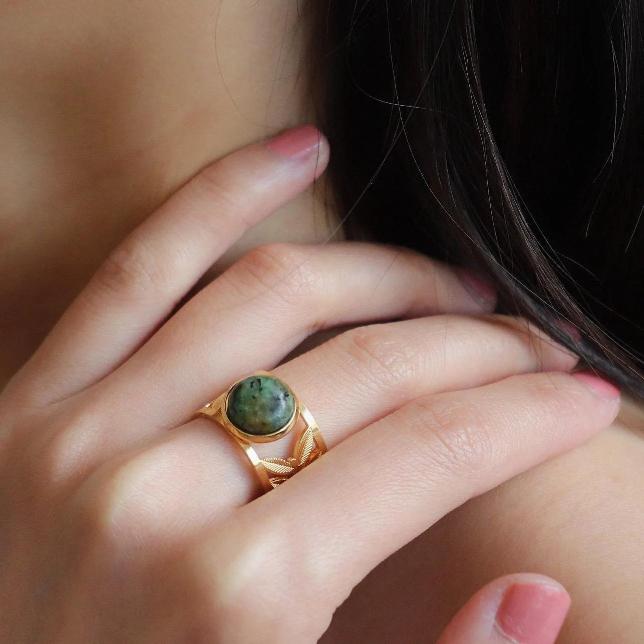 Vintage Turquoise Leaf Ring