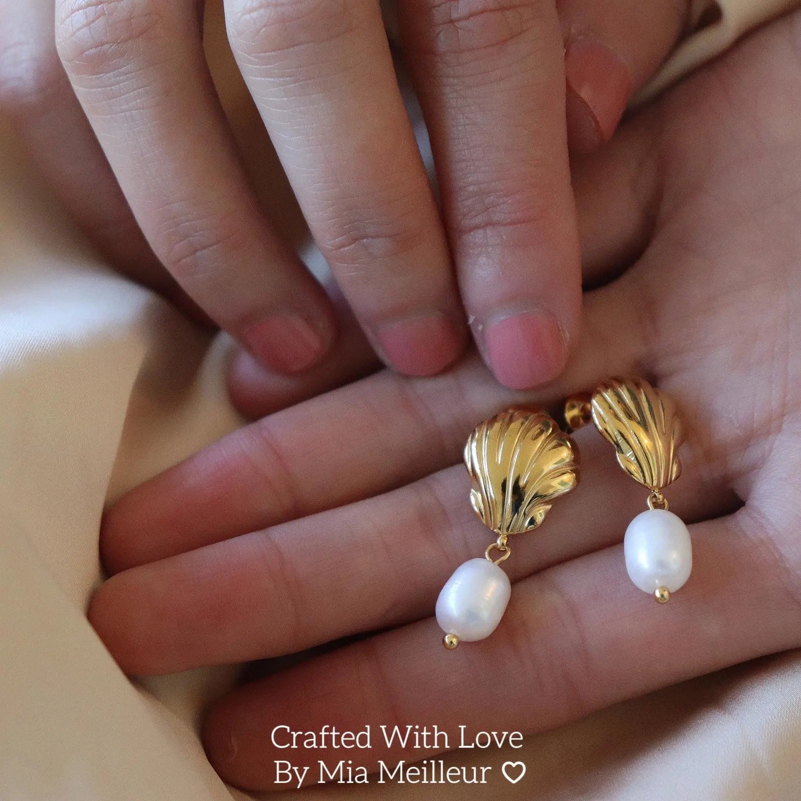 Seashell and Pearl Stud Earrings