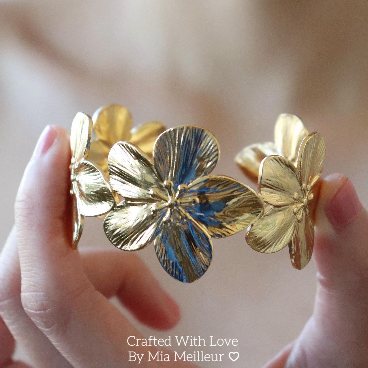 Golden Flower Cuff Bracelet
