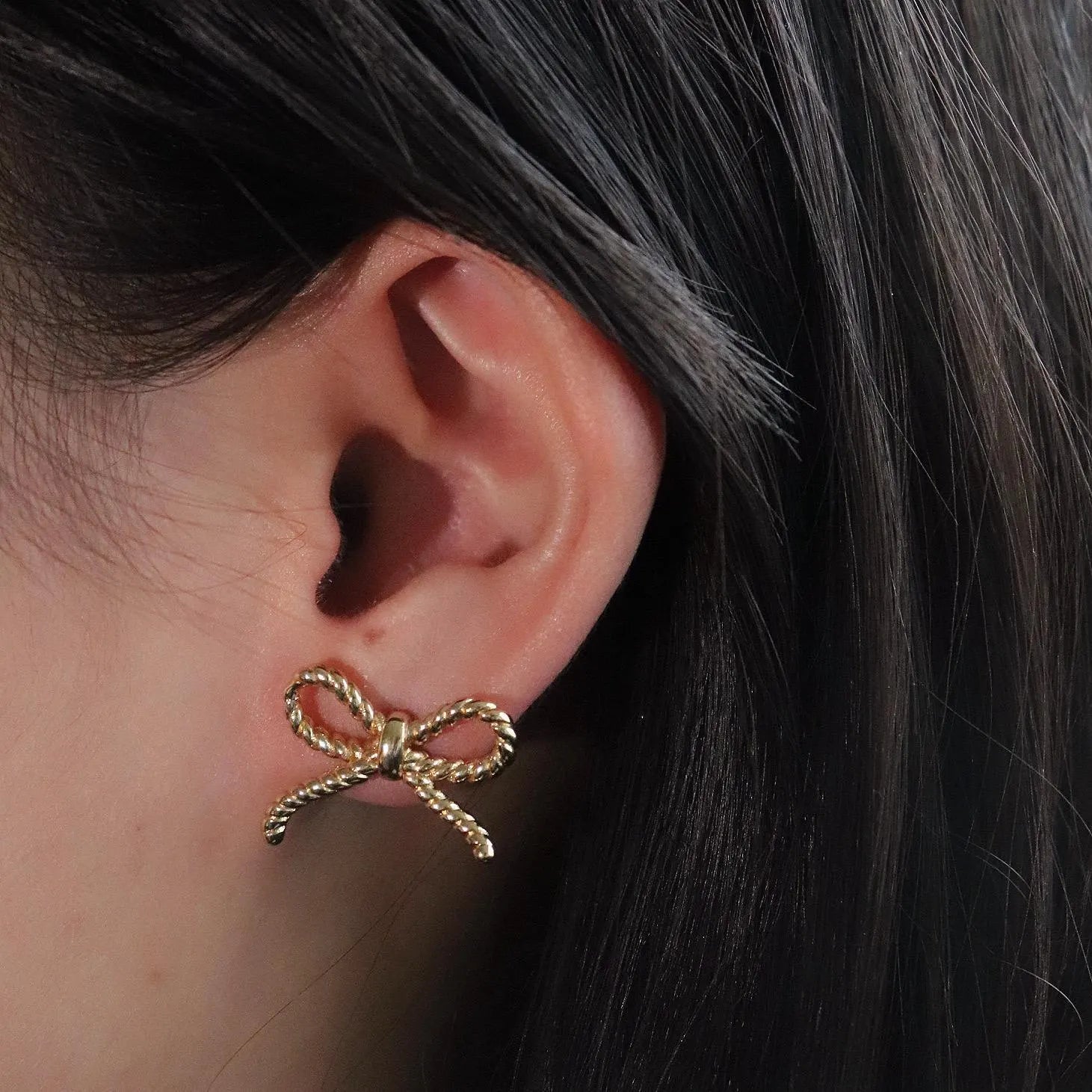 Twisted Ribbon Bow Stud Earrings