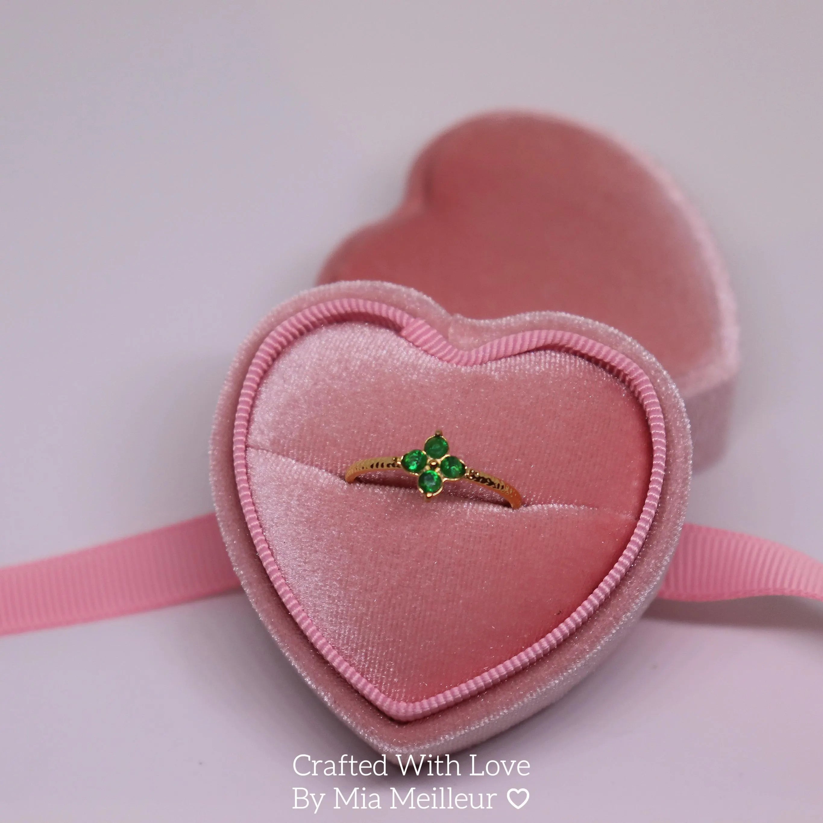 Emerald Flower Open Ring
