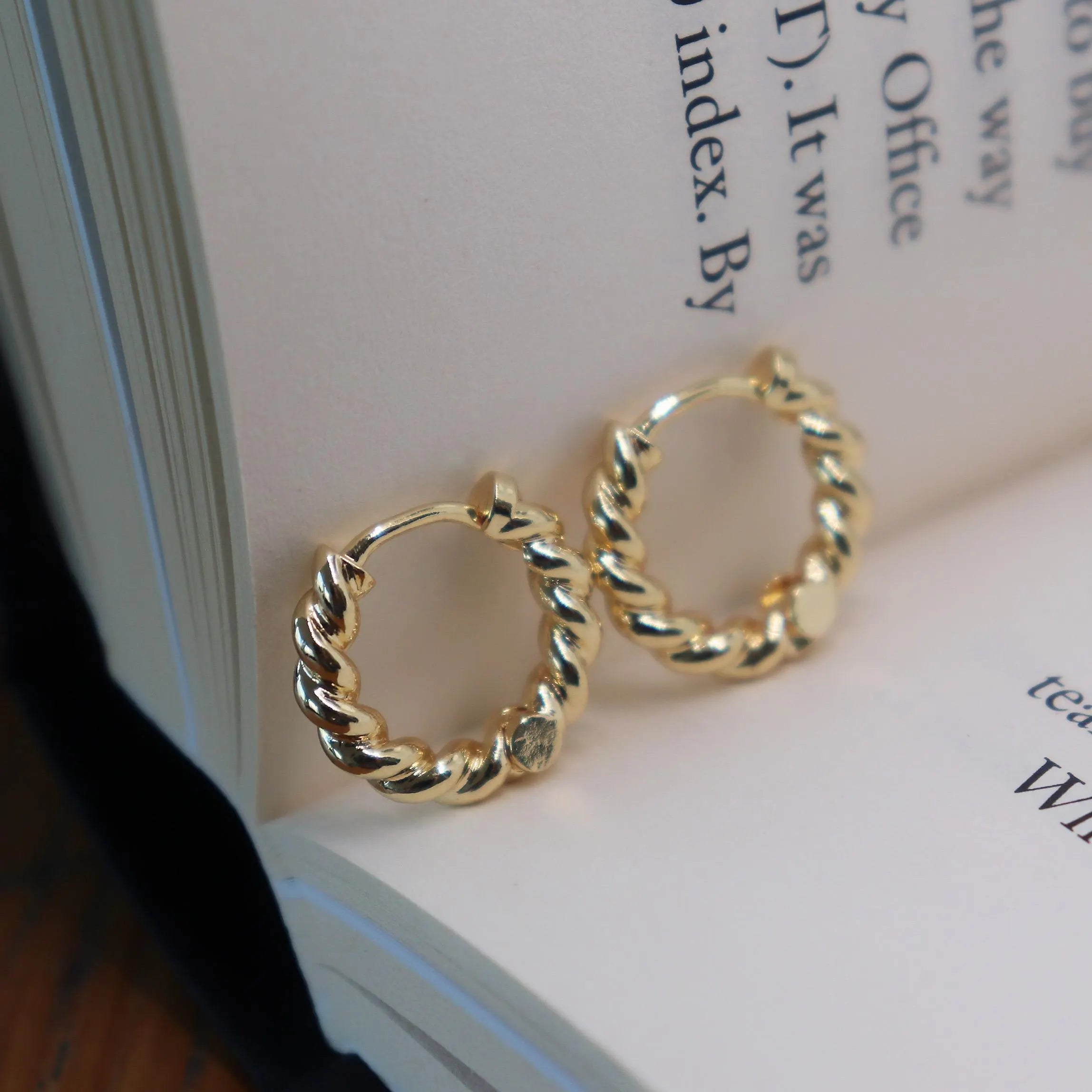Twisted Gold Hoop Earrings