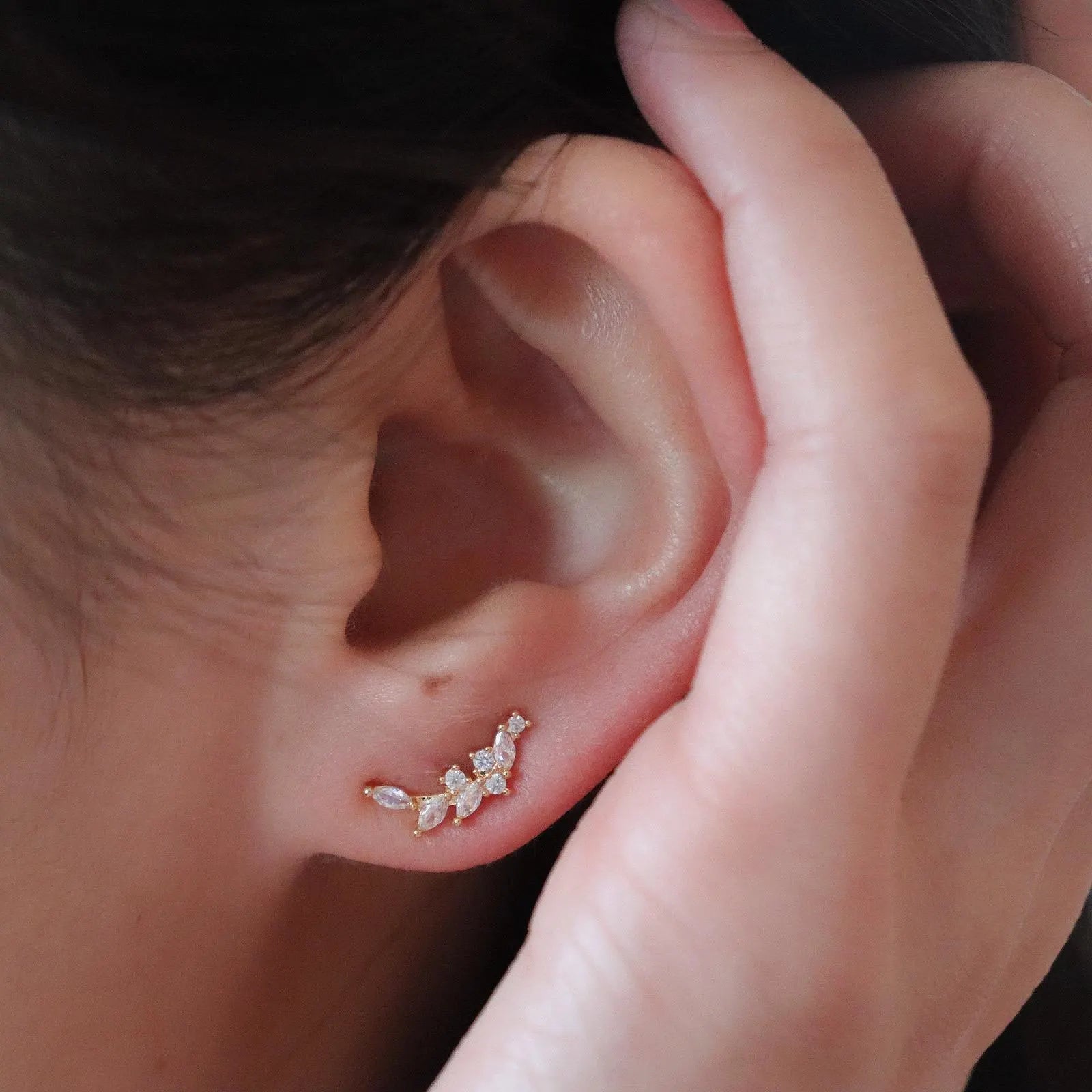 Dainty Olive Leaf Stud Earrings